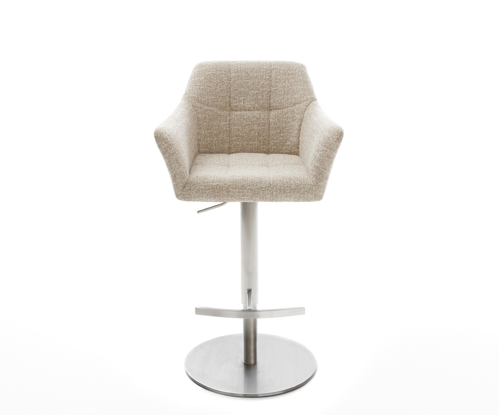 Barstuhl Yulo-Flex Webstoff Soft Beige Drehfuß höhenverstellbar Edelstahl Silberfarben 1