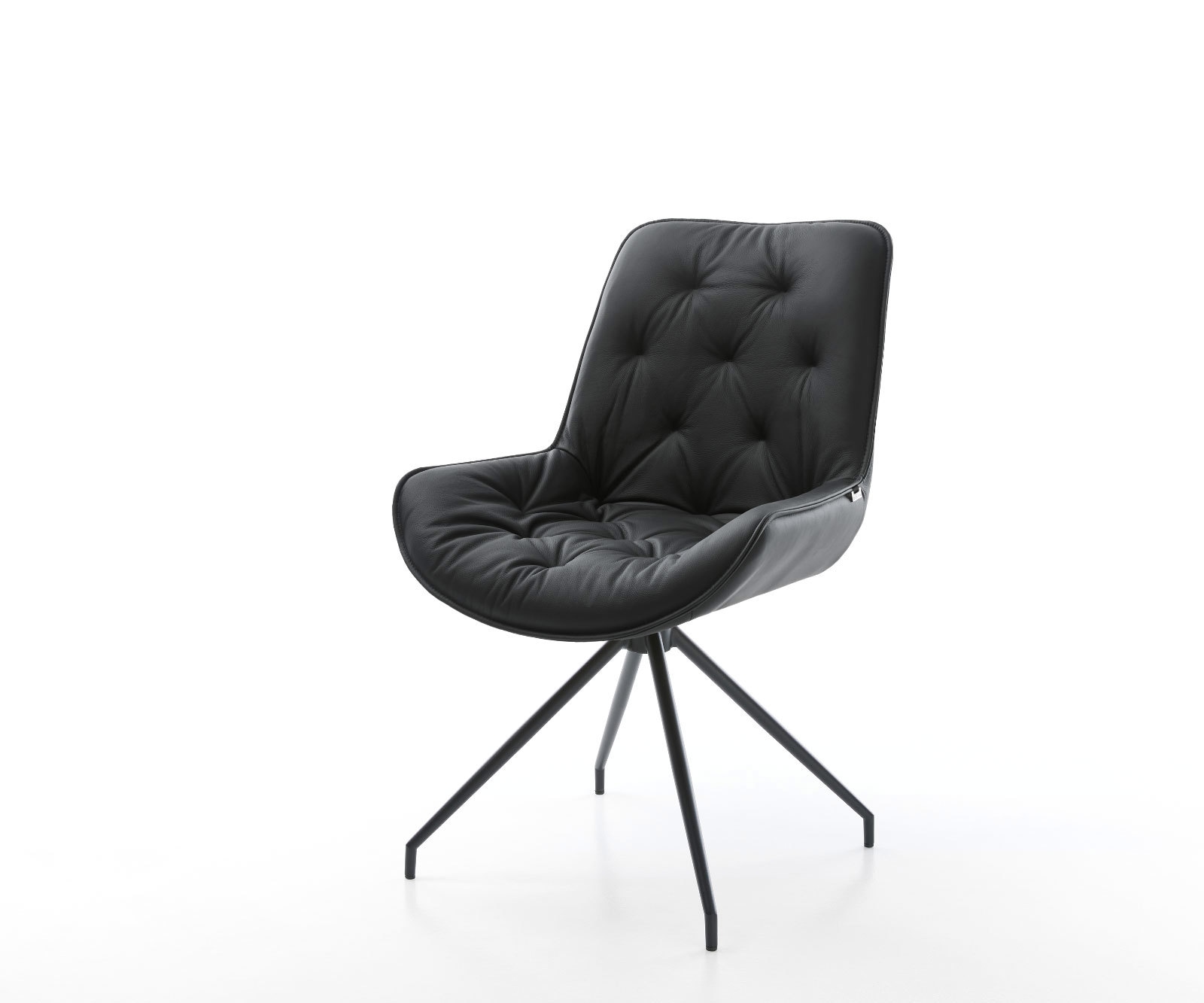 Esszimmerstuhl Taimi-Flex Echt-Leder Schwarz Kreuzgestell konisch Schwarz Esszimmerstuhl Taimi-Flex Echt-Leder Schwarz Kreuzgestell konisch Schwarz