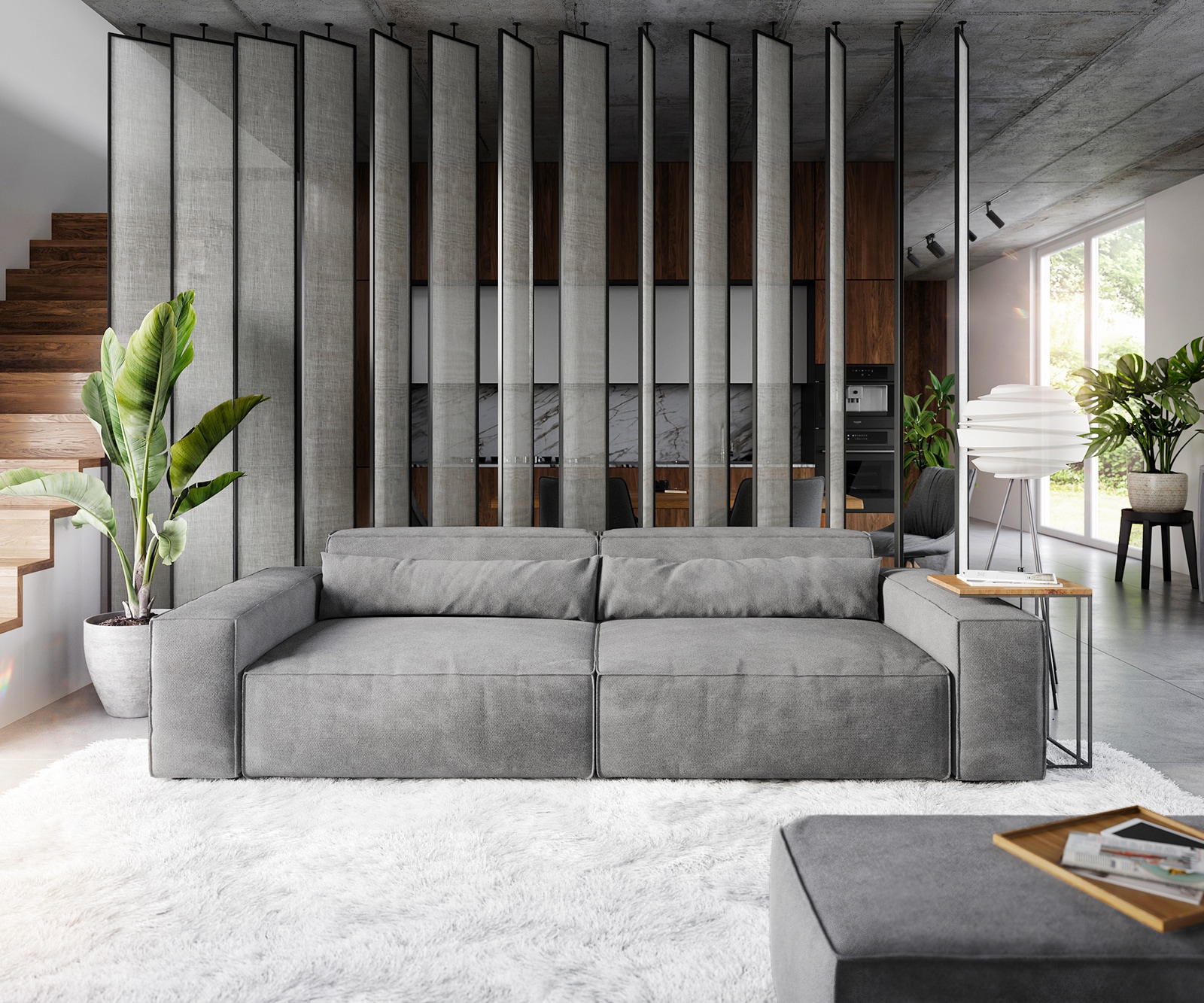 Big-Sofa Sirpio XL 270x130 cm Mikrofaser Taupe mit Hocker 1 Big-Sofa Sirpio XL 270x130 cm Mikrofaser Taupe mit Hocker 1