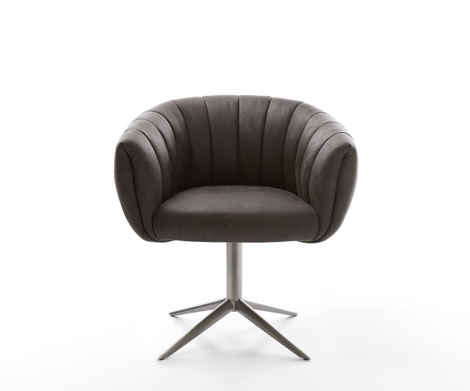 Drehstuhl Jada-Flex Mikrofaser Anthrazit Vintage Fußkreuz Graphit 360° drehbar Wippfunktion Taschenfederkern 1