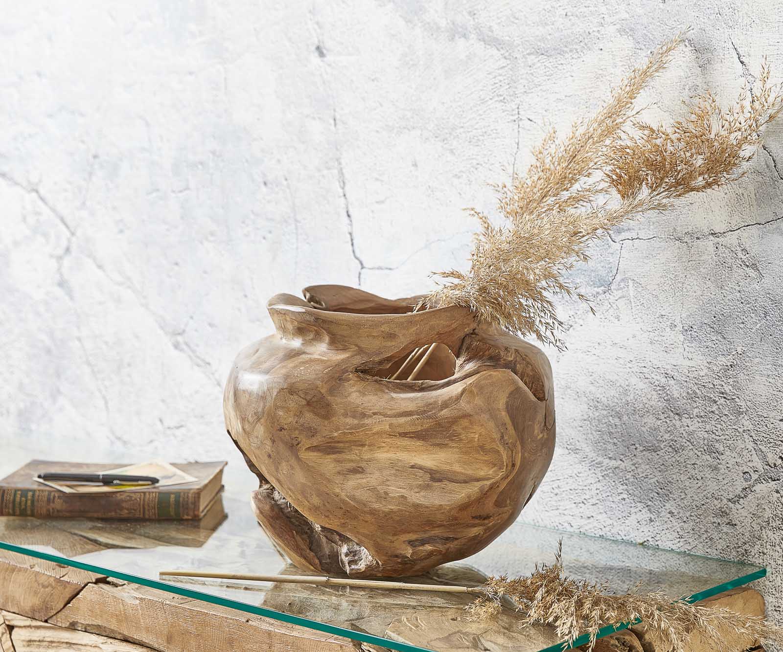 Vase Gucci Teak Natur 31x31x26 Accessoire Dekostück