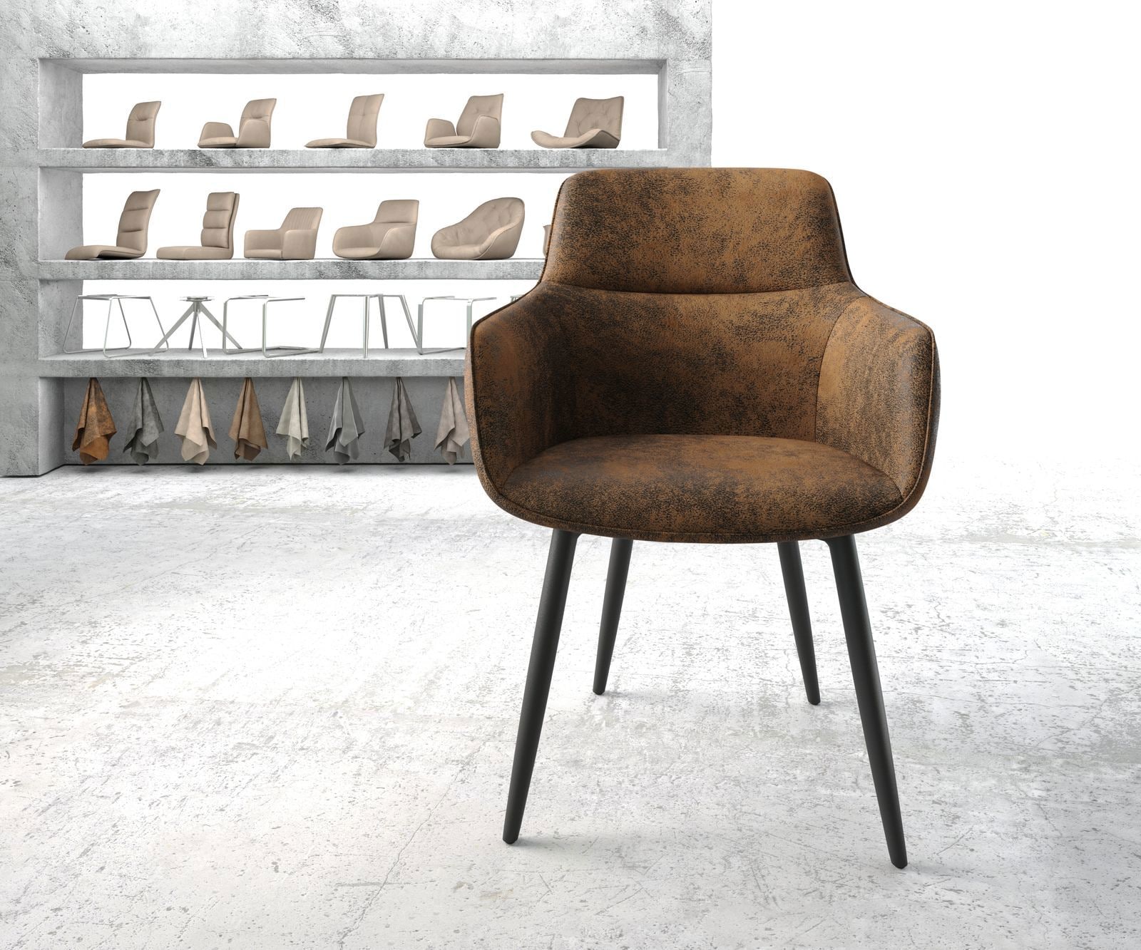 Armlehnstuhl Pejo-Flex Braun Antik 4-Fuß konisch Schwarz 1 Armlehnstuhl Pejo-Flex Braun Antik 4-Fuß konisch Schwarz 1