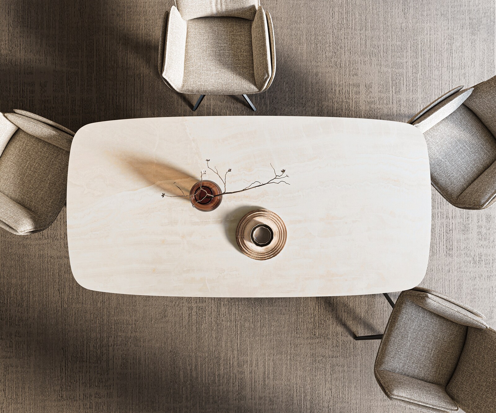 Esstisch Edge Boot 200x100 cm Keramik Onyx Champagne Spider Flachstahl Schwarz 6