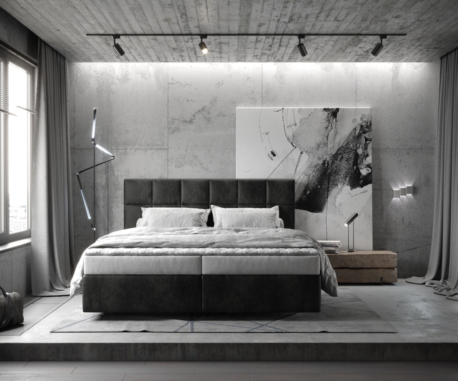 Boxspringbett Dream-Fine 180x200 cm Mikrofaser Anthrazit Vintage mit Matratze und Topper 1
