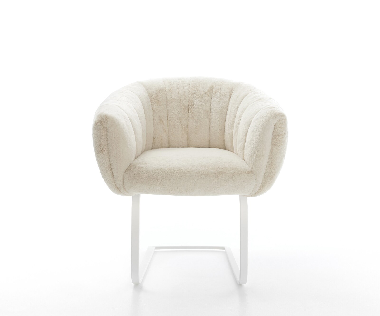 Freischwinger Jada-Flex Plüsch Creme-Weiß Freischwinger flach Weiß Taschenfederkern 1