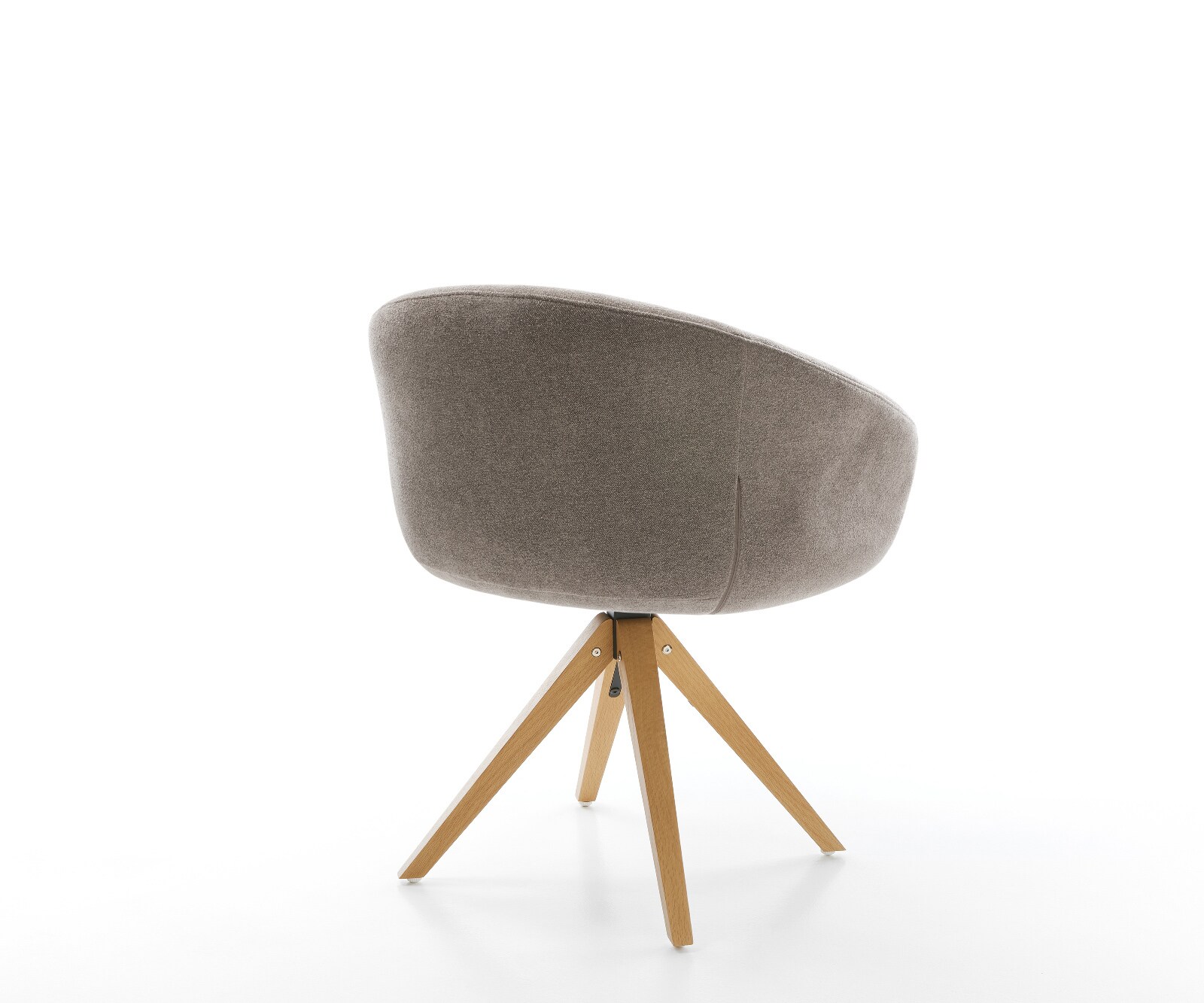 Drehstuhl Vinka-Flex mit Armlehnen Strukturstoff Soft Taupe Holzgestell kantig Natur 360° drehbar Taschenfederkern 5