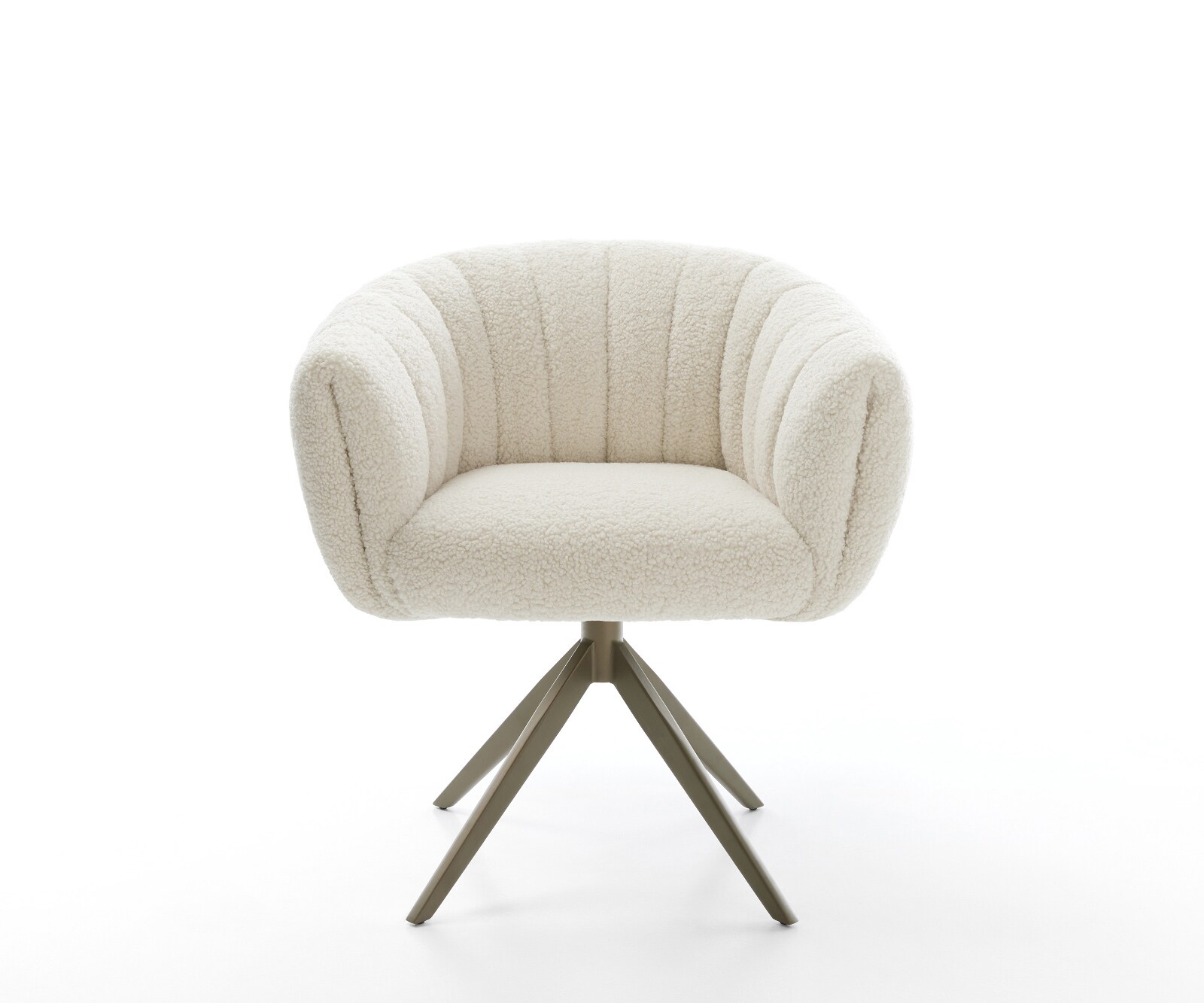 Drehstuhl Jada-Flex Teddystoff Beige Kreuzgestell breit Effektfinish Titan 360° drehbar Wippfunktion Taschenfederkern 2