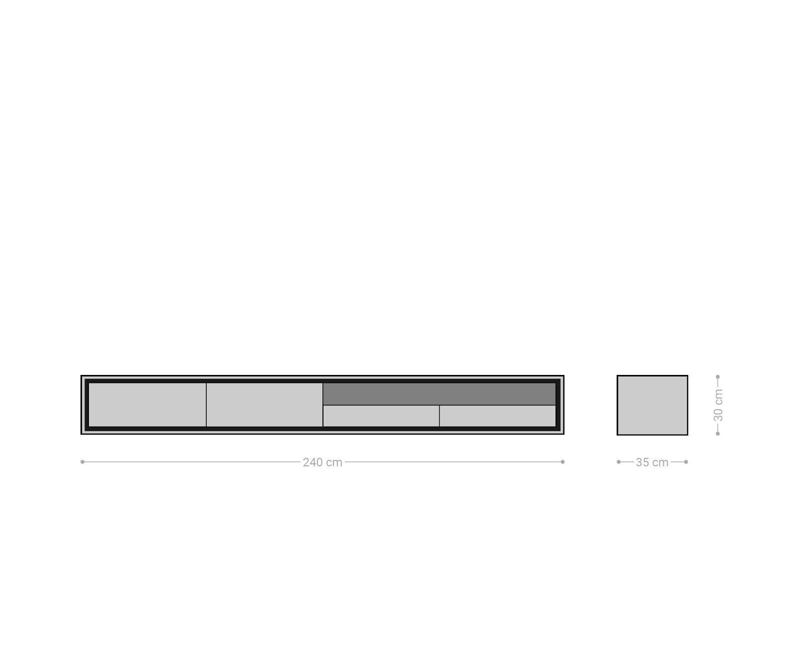 Lowboard Stonegrace 240 cm Akazie Natur Steinfurnier 2 Türen 1 Fach 2 Schubladen schwebend 6