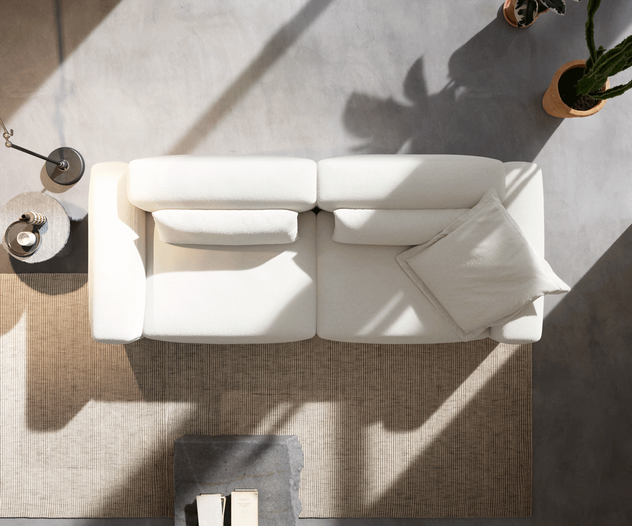 Big-Sofa Freestyle 280x110 cm Bouclé Creme-Weiß Kappnaht 5