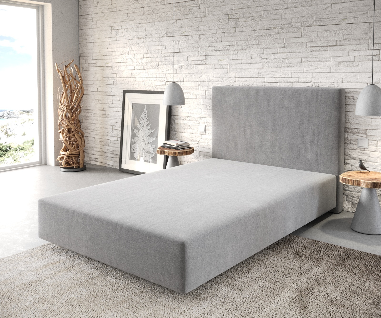 Boxspringgestell Dream-Well 120x200 cm Mikrofaser Grau
