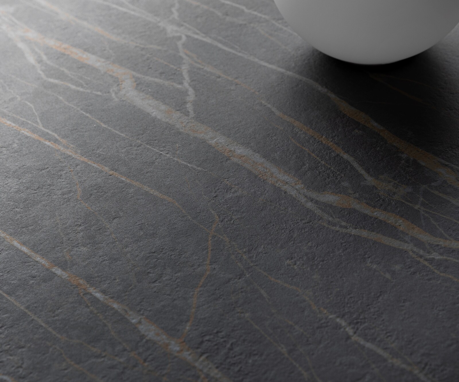 Esstisch Edge 300x100 Keramik Laminam®Noir Desir Braun Estelar rund Edelstahl 5