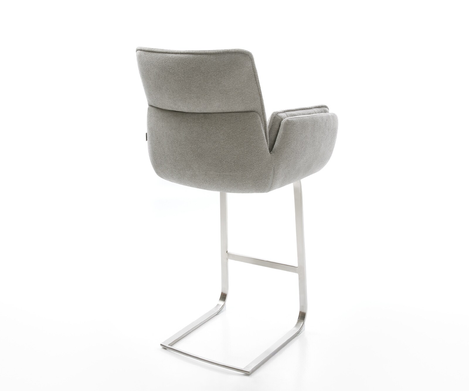 Barstuhl Nela-Flex Strukturstoff Soft Grau Freischwinger Flach Edelstahl Silberfarben 5