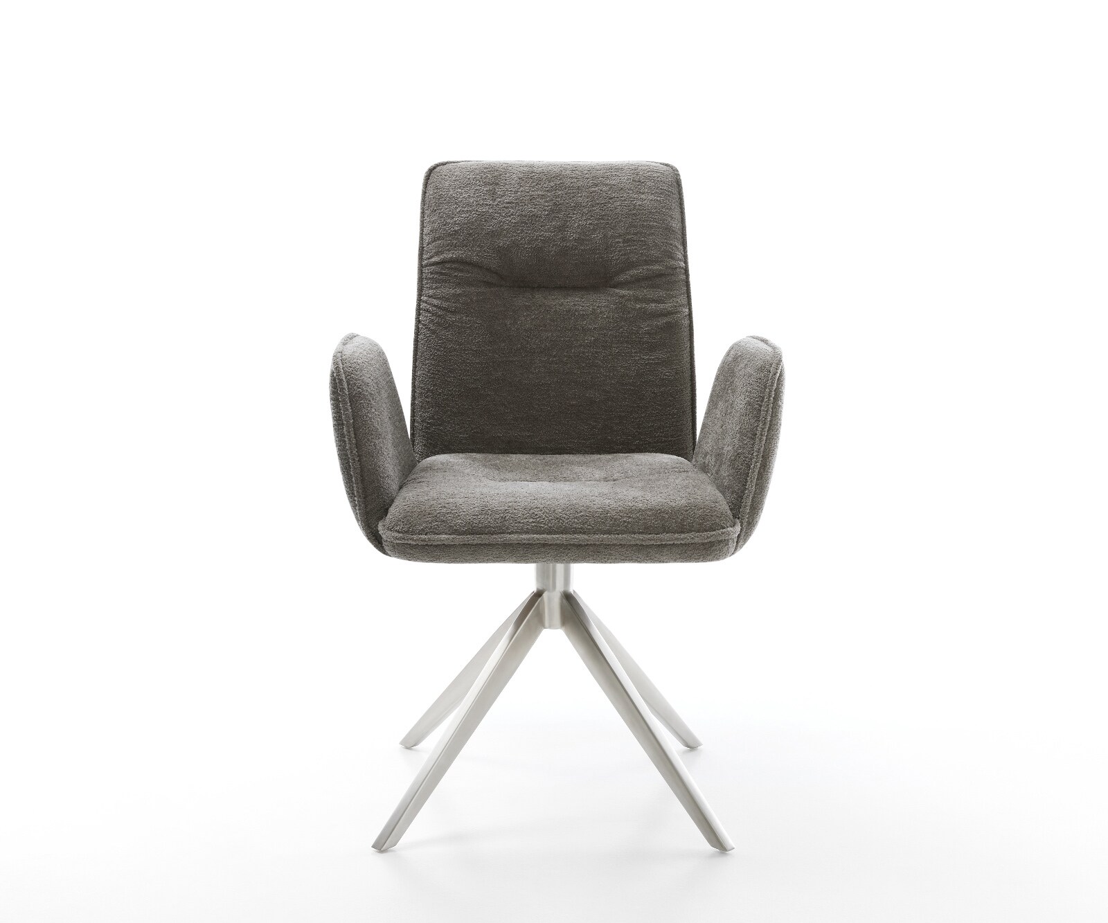 Drehstuhl Vinja-Flex Bouclé Soft Schlamm Kreuzgestell breit Edelstahl 360° drehbar Wippfunktion 2