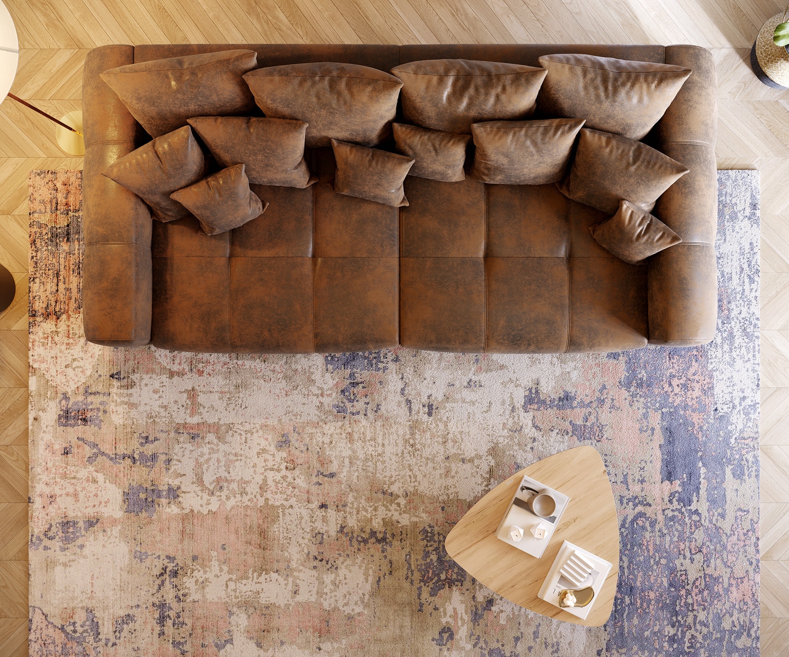 Big-Sofa Violetta 310x135 cm Braun Antik Optik mit Kissen 5 Big-Sofa Violetta 310x135 cm Braun Antik Optik mit Kissen 5