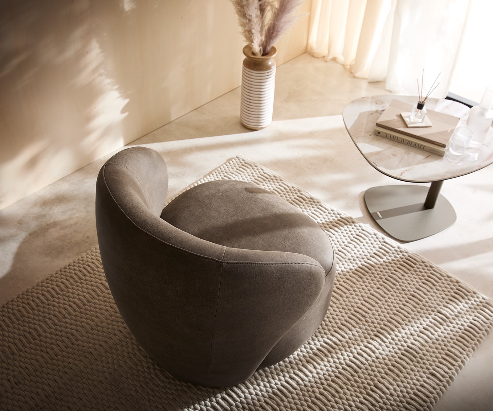 Loungesessel Pulo 80x80 cm Mikrofaser Taupe Vintage 2