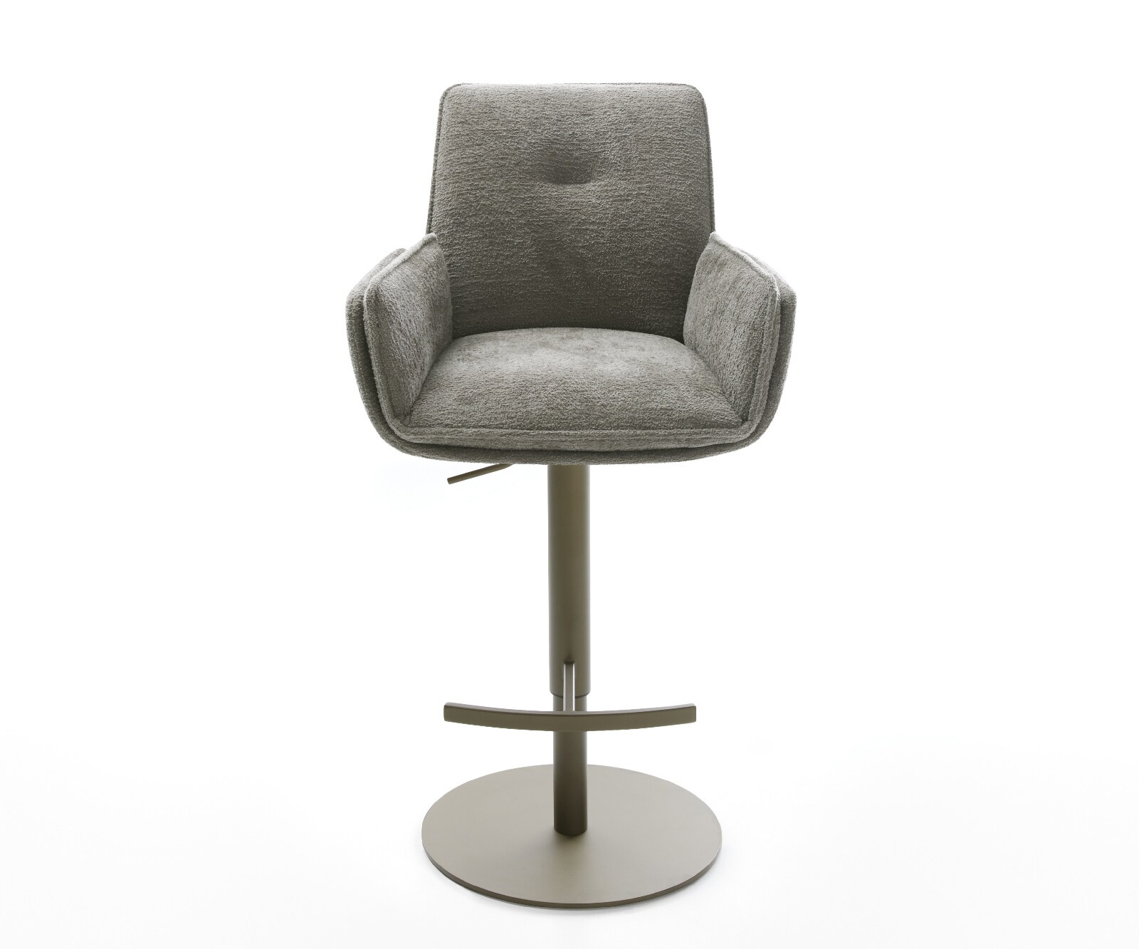 Barstuhl Nela-Flex Bouclé Soft Schlamm Drehfuß höhenverstellbar Metall Titanfarben 2