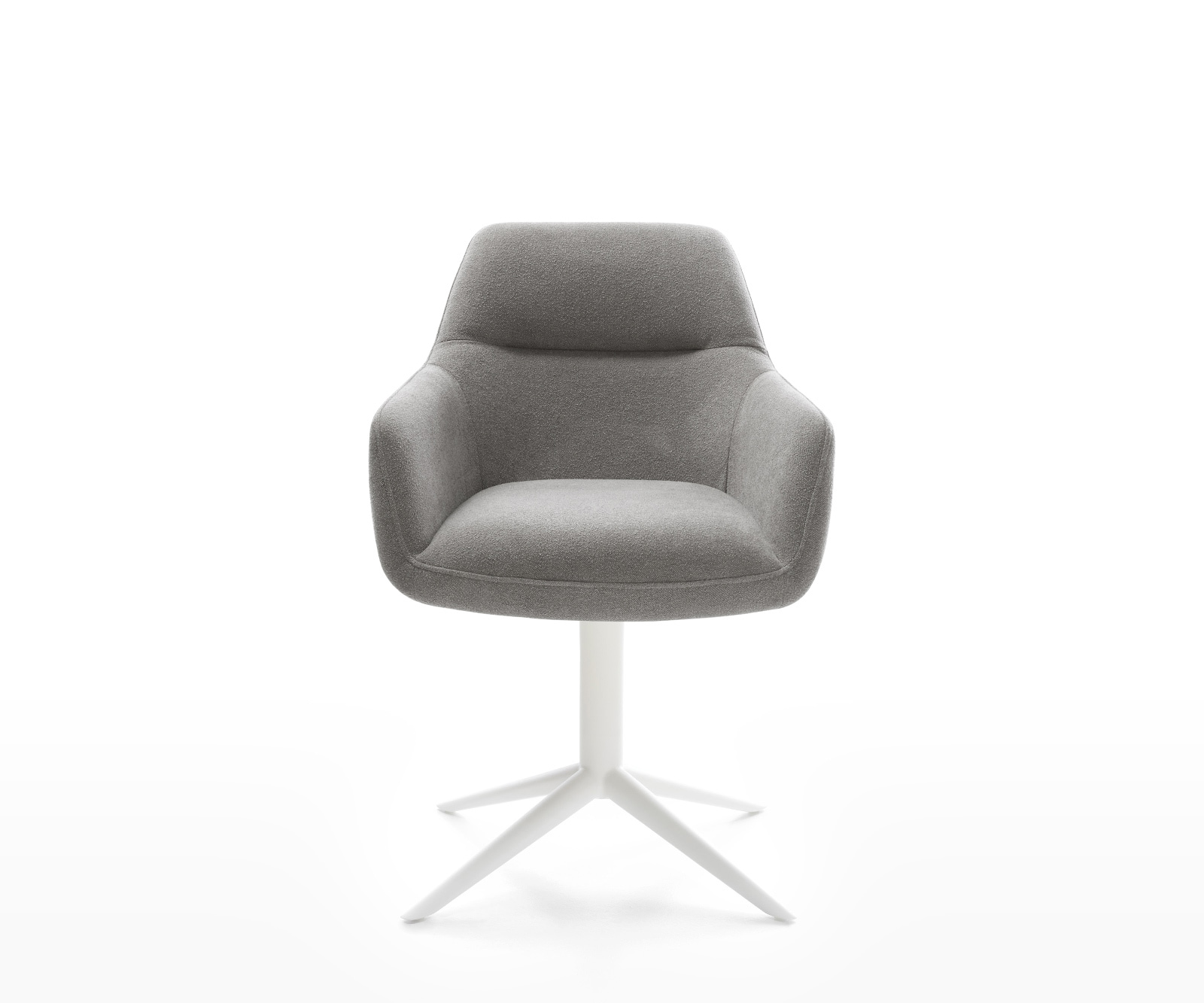 Drehstuhl Pejo-Flex Strukturstoff Soft Grau Fußkreuz Weiß 360° drehbar Wippfunktion Taschenfederkern 1