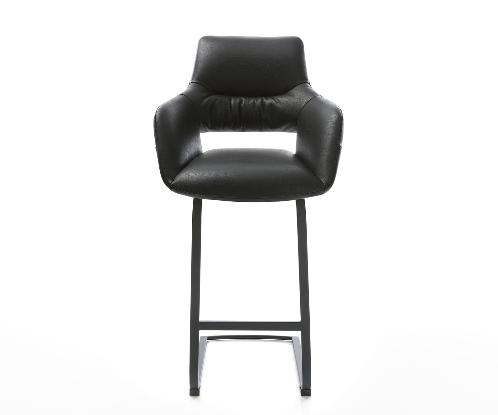 Barstuhl Yago-Flex Echt-Leder Schwarz Freischwinger flach Metall Schwarz Taschenfederkern 1 Barstuhl Yago-Flex Echt-Leder Schwarz Freischwinger flach Metall Schwarz Taschenfederkern 1