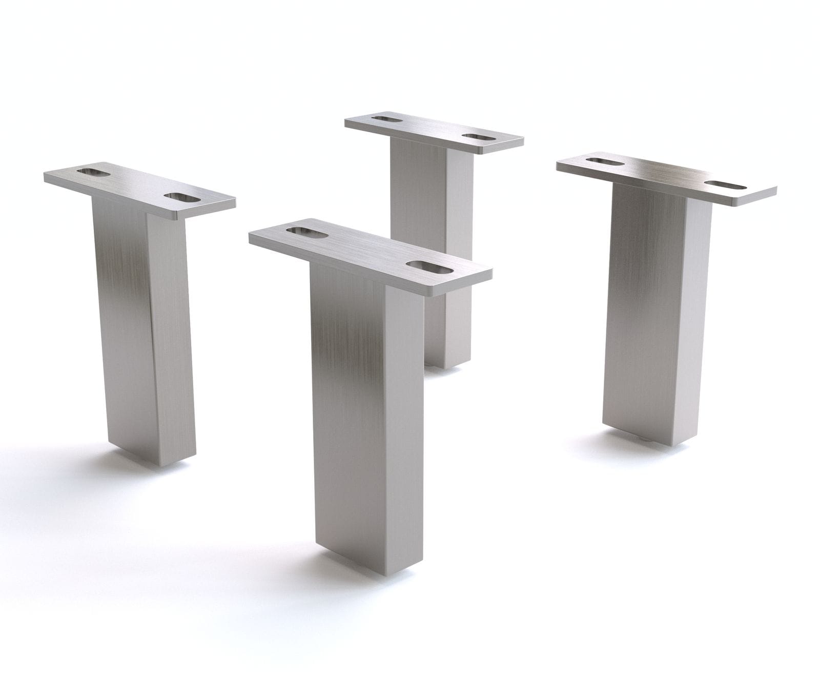 Fuß Vierkant 15 cm Edelstahl gebürstet für alle Möbelarten (4er Set)