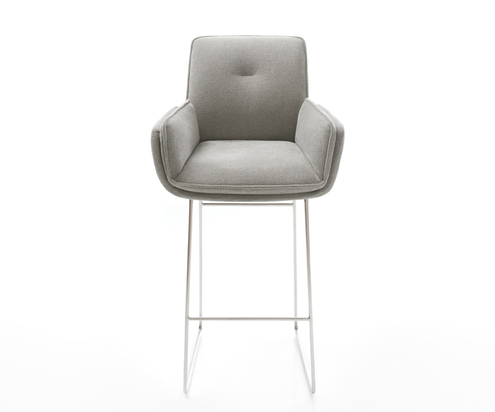 Barstuhl Nela-Flex Strukturstoff Soft Grau Kufengestell Edelstahl Silberfarben 2
