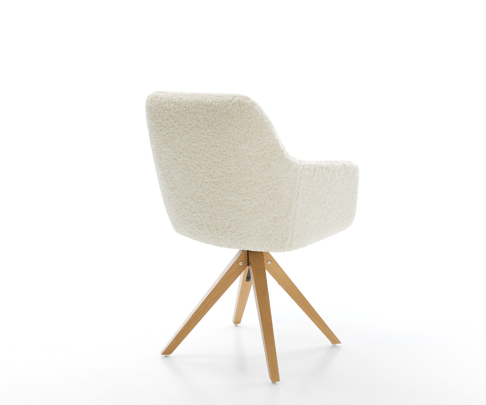 Drehstuhl Pejo-Flex Teddystoff Beige Holzgestell kantig Natur 360° drehbar Taschenfederkern 4