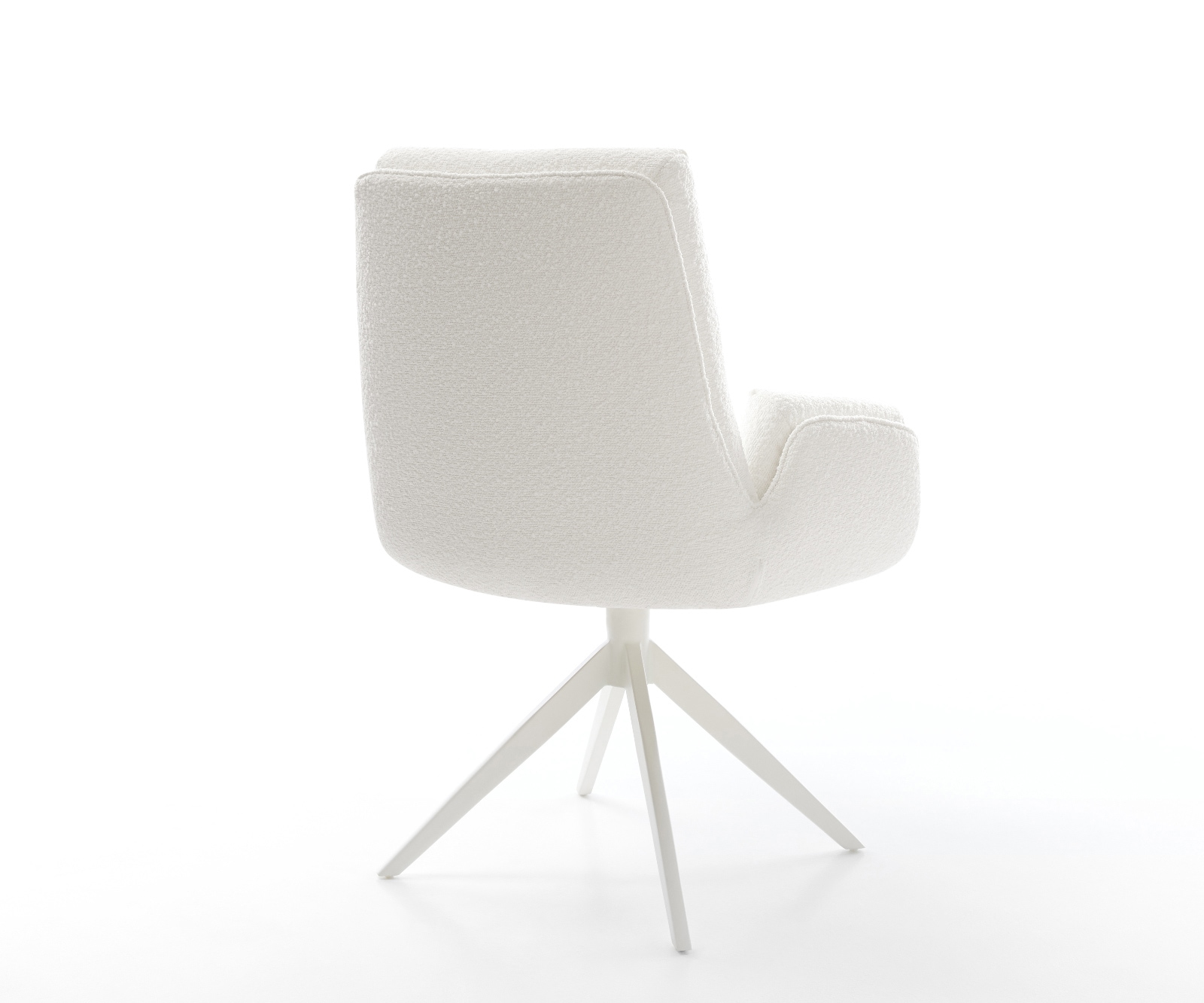 Drehstuhl Clea-Flex Bouclé Creme-Weiß Kreuzgestell breit Weiß 360° drehbar Wippfunktion 5