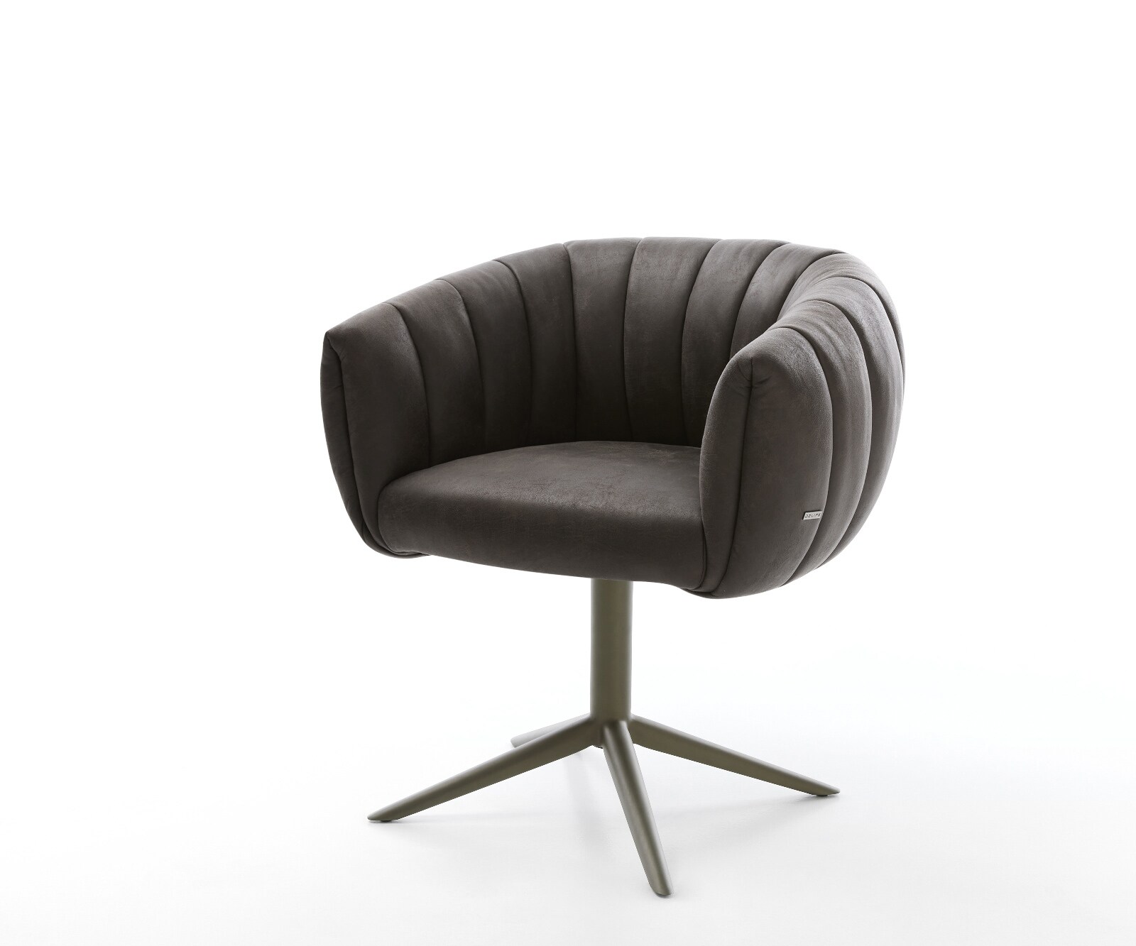 Drehstuhl Jada-Flex Mikrofaser Anthrazit Vintage Fußkreuz Effektfinish Titan 360° drehbar Wippfunktion Taschenfederkern