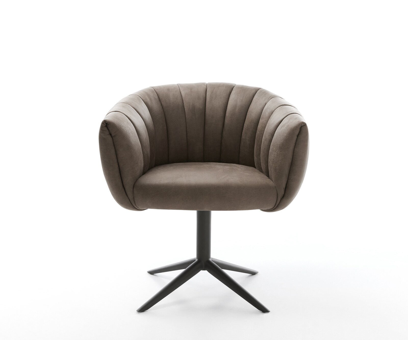 Drehstuhl Jada-Flex Mikrofaser Taupe Vintage Fußkreuz Schwarz 360° drehbar Wippfunktion Taschenfederkern 1