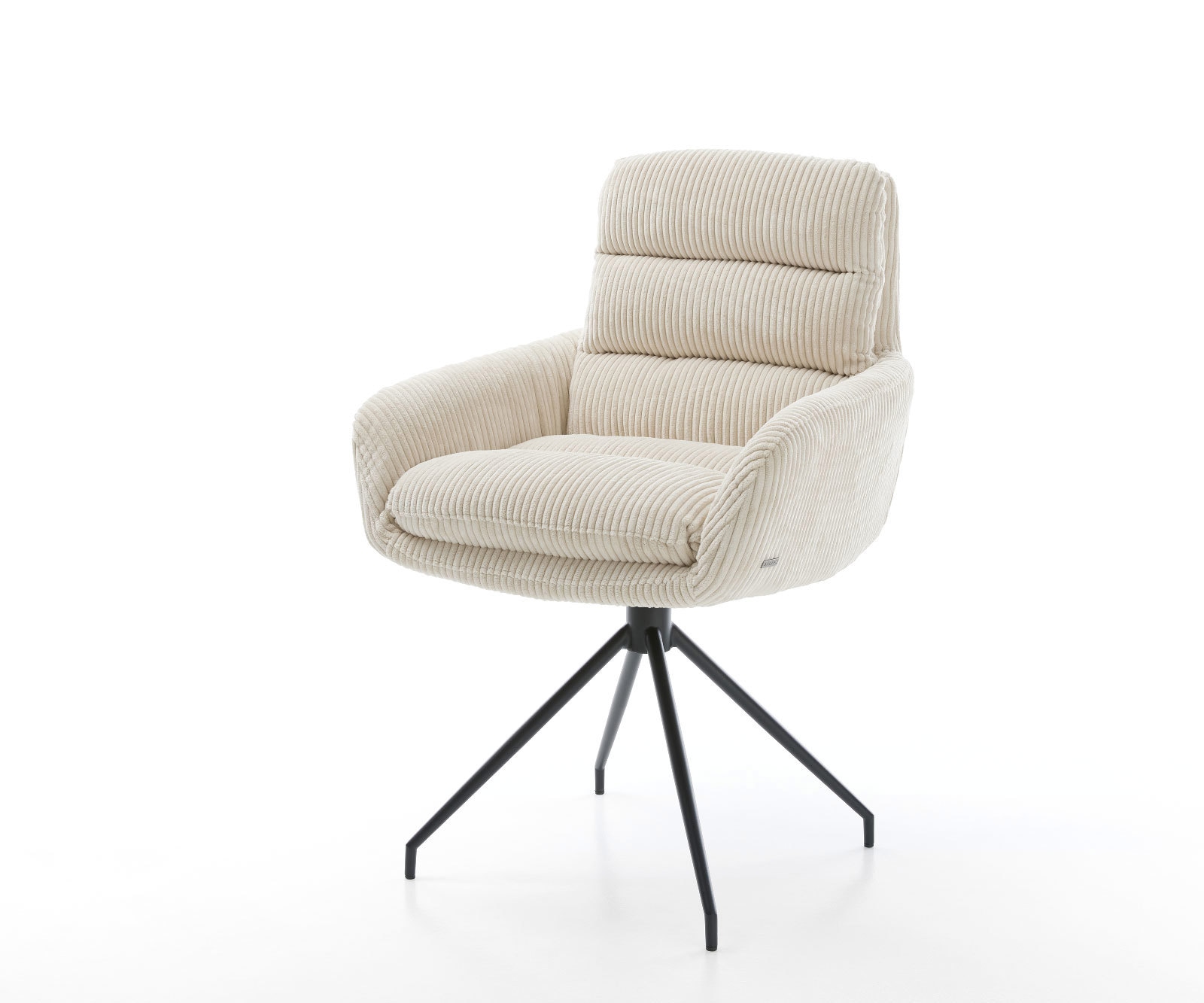 Esszimmerstuhl Abelia-Flex mit Armlehnen Cord Beige Kreuzgestell konisch Sc günstig online kaufen