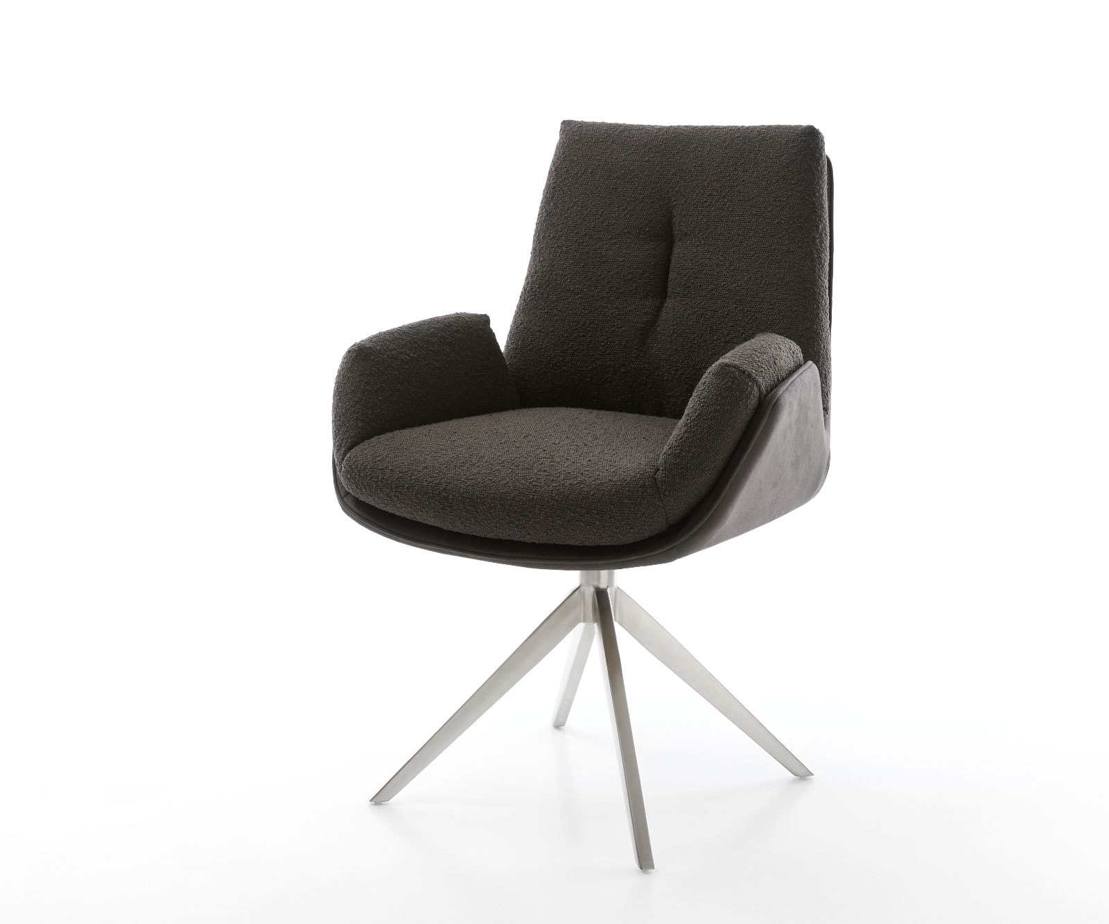 Drehstuhl Clea-Flex Materialmix Schwarz Kreuzgestell breit Edelstahl 360° drehbar Wippfunktion