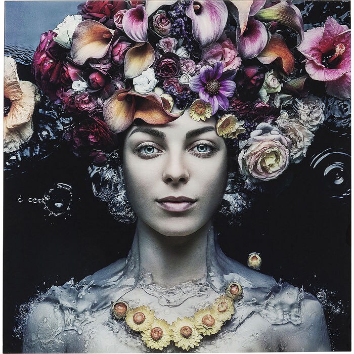 Bild Glas Flower Art Lady 120x120cm