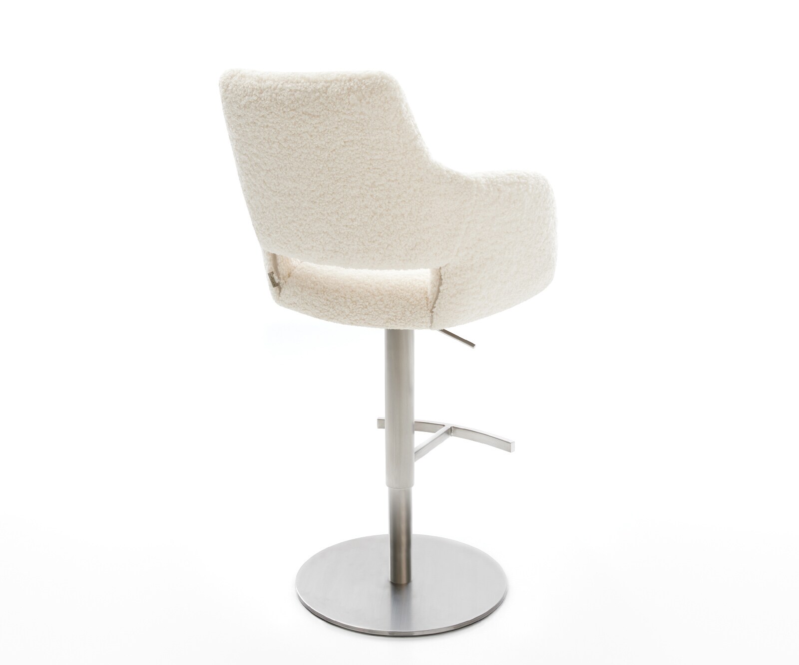 Barstuhl Yago-Flex Teddystoff Beige Drehfuß höhenverstellbar Edelstahl Silberfarben Taschenfederkern 4