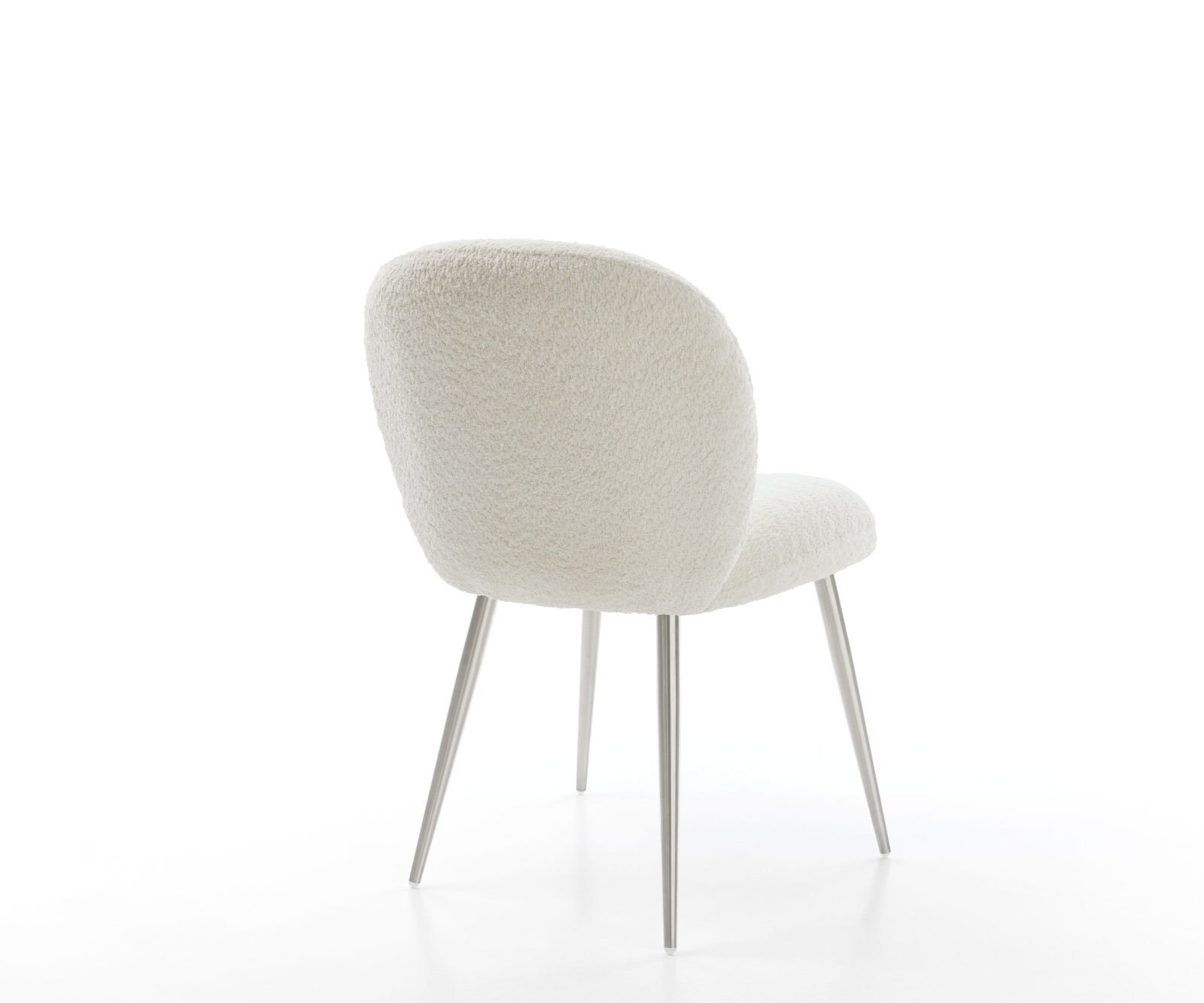 Esszimmerstuhl Nube-Flex Bouclé Weiß 4-Fuß konisch Edelstahl Taschenfederkern 4