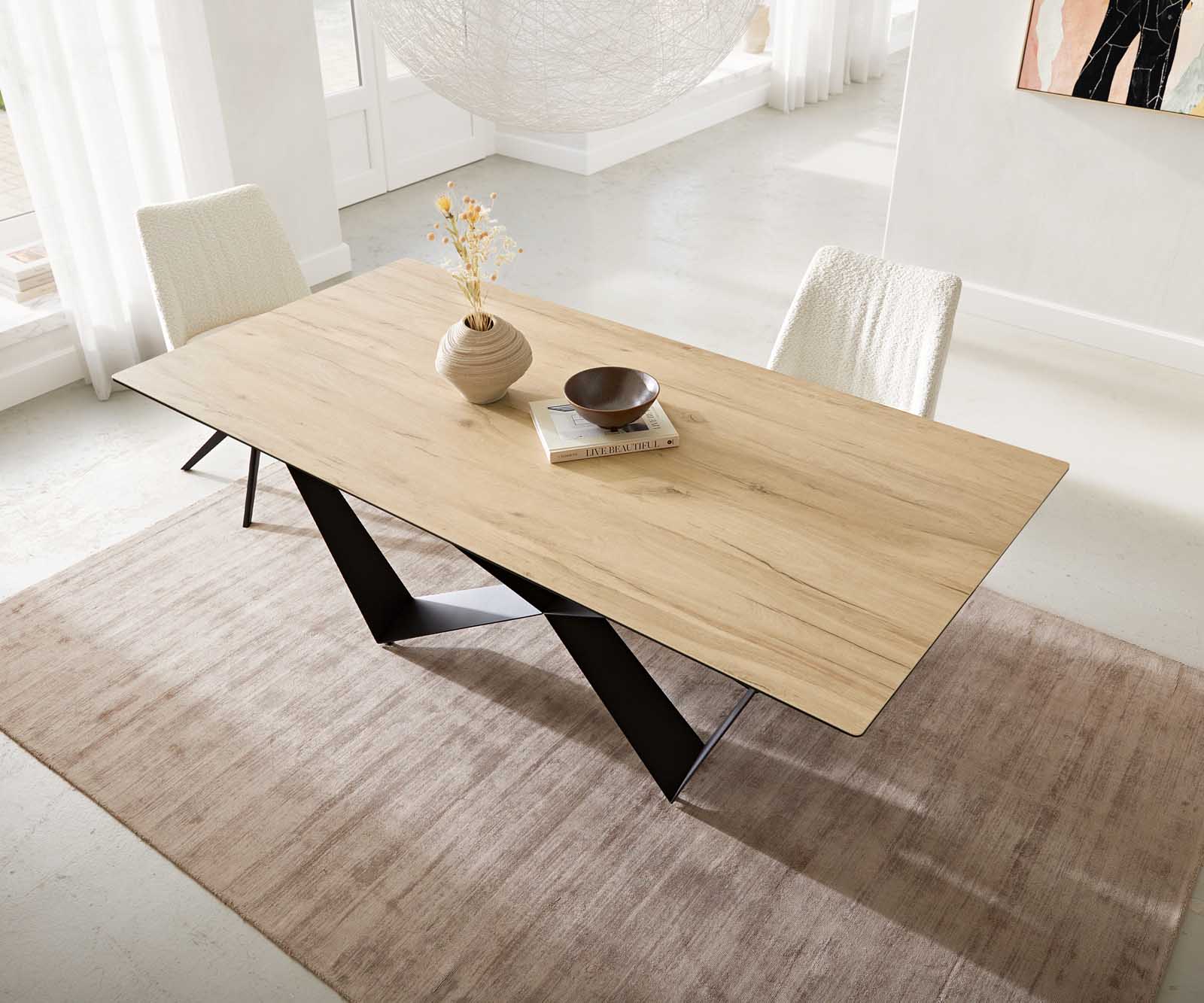 Esstisch Edge 200x100 Keramik Laminam® Sabbia Eichefarbig Spider Flachstahl Schwarz 5 Esstisch Edge 200x100 Keramik Laminam® Sabbia Eichefarbig Spider Flachstahl Schwarz 5