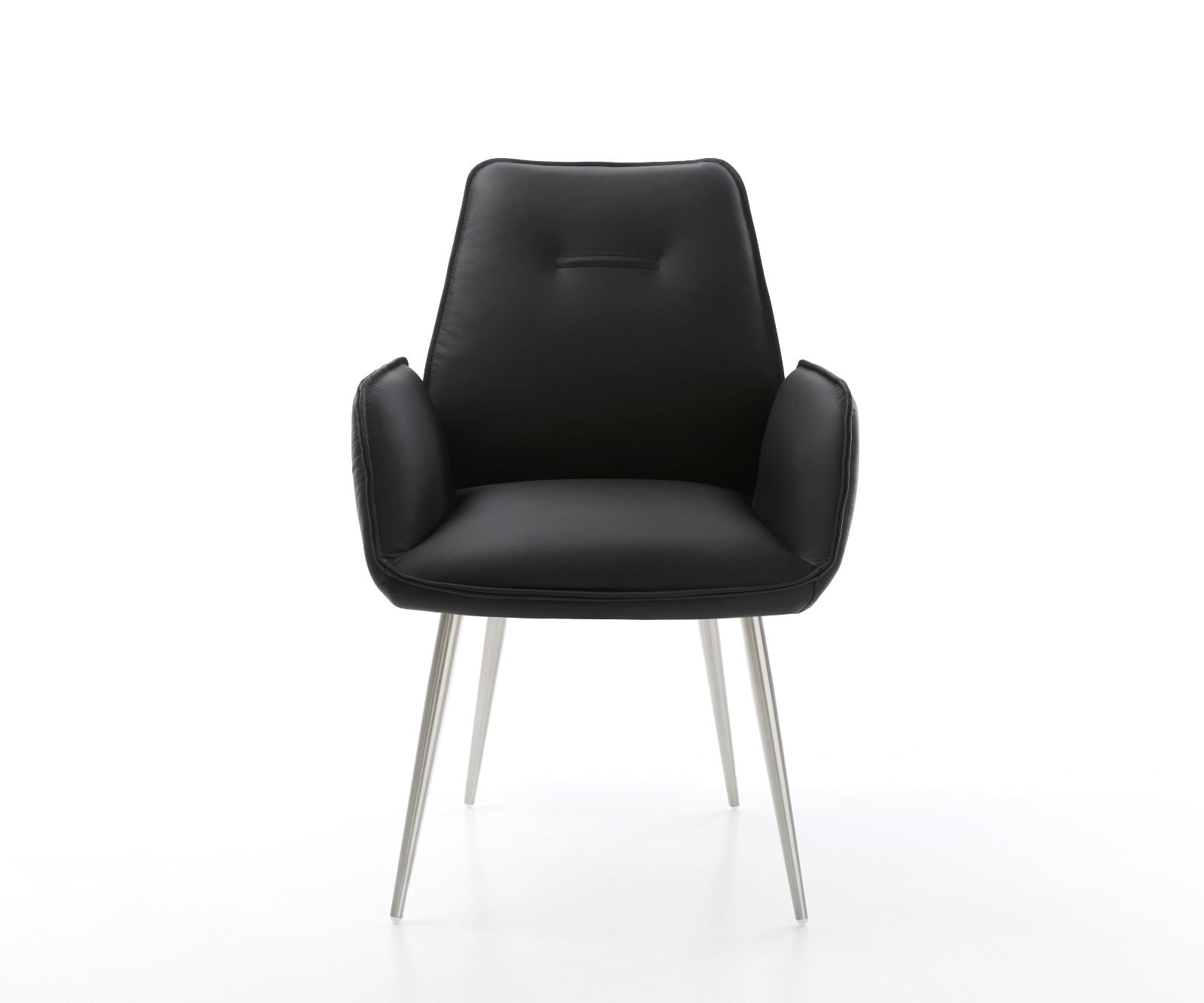 Esszimmerstuhl Zoa-Flex Echt-Leder Schwarz 4-Fuß konisch Edelstahl Taschenfederkern 2