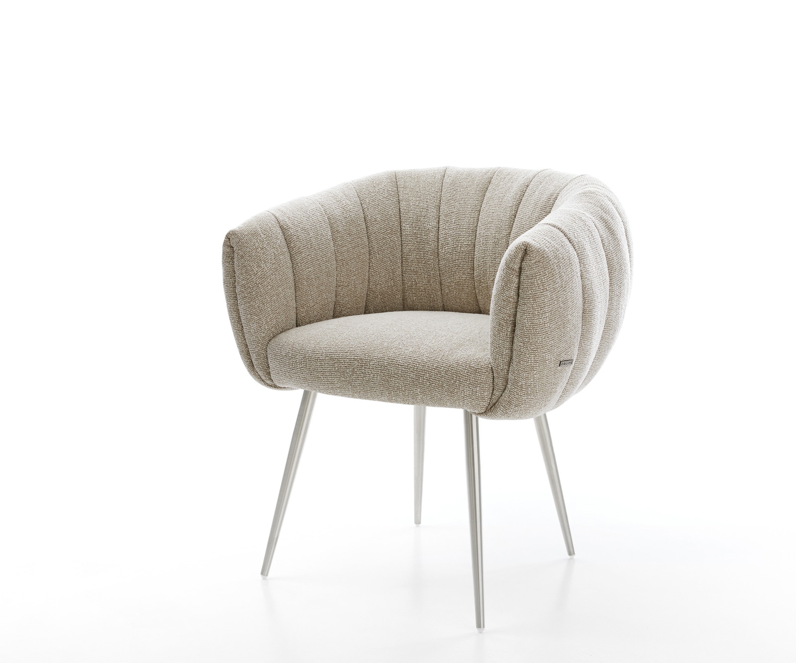 Esszimmerstuhl Jada-Flex Webstoff Soft Beige 4-Fuß konisch Edelstahl Taschenfederkern