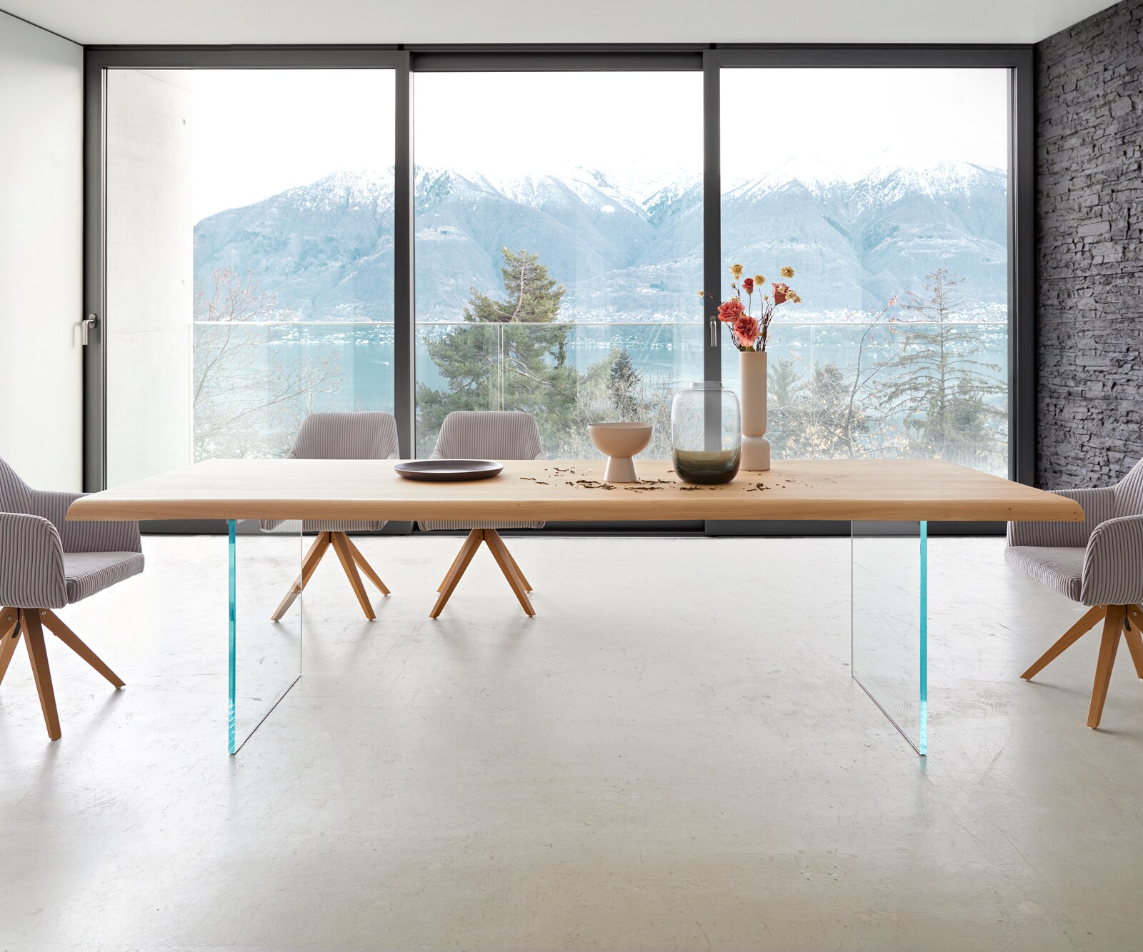 Esstisch Edge 260x100 Eiche Natur Glas Live-Edge 1