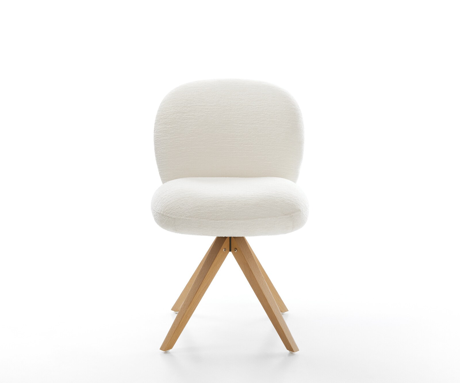 Drehstuhl Nube-Flex Bouclé Soft Beige Holzgestell kantig Natur 180° drehbar Taschenfederkern 2