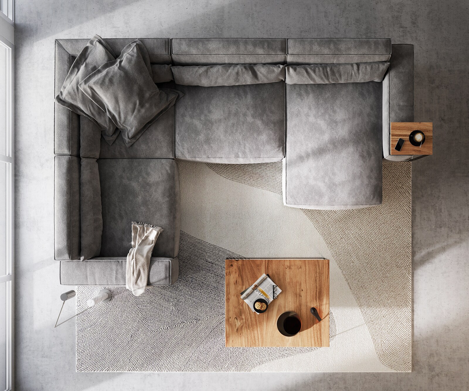 Wohnlandschaft Sirpio XL 360x260 cm Mikrofaser Taupe Recamiere variabel 6