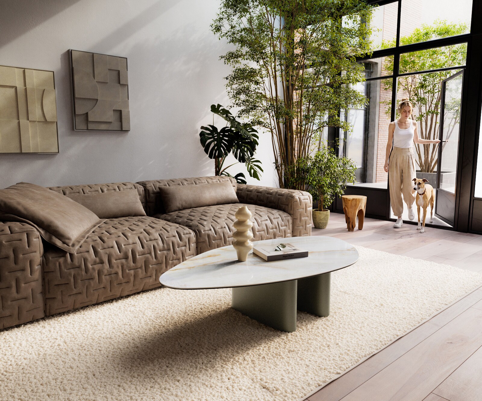 Couchtisch Edge Organisch 140x76 cm Keramik Onyx Pearl Ovada Effektfinish Titan 7