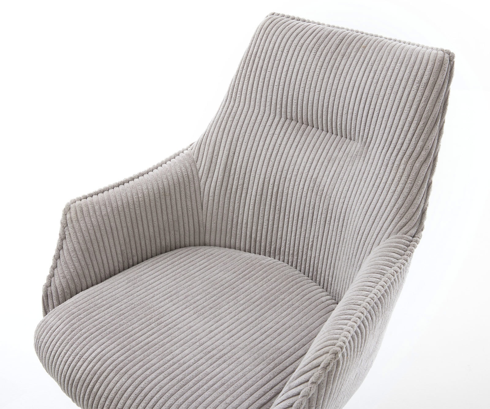 Drehstuhl Alja-Flex mit Armlehnen Cord Silbergrau Fußkreuz Effektfinish Titan 360° drehbar Taschenfederkern 3