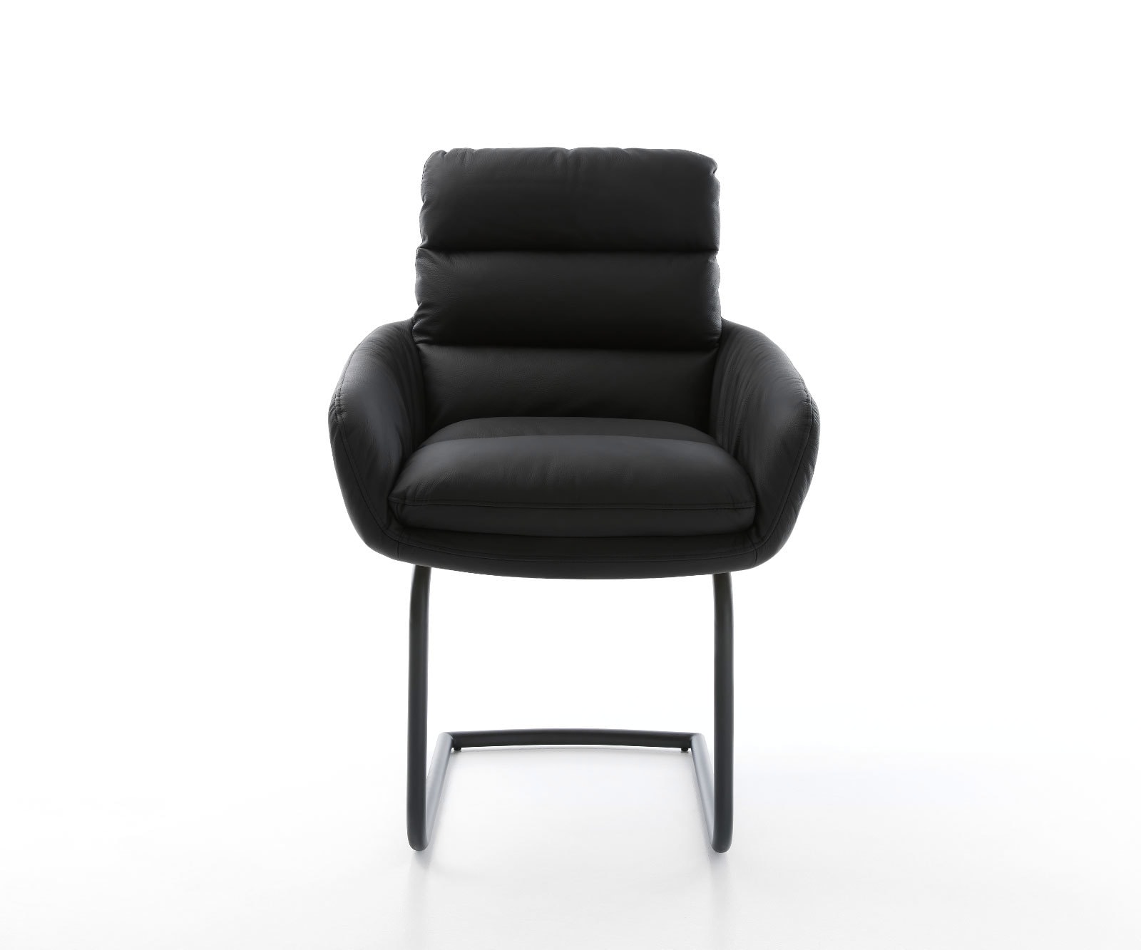 Freischwinger Abelia-Flex mit Armlehnen Echt-Leder Schwarz Freischwinger rund Schwarz 2