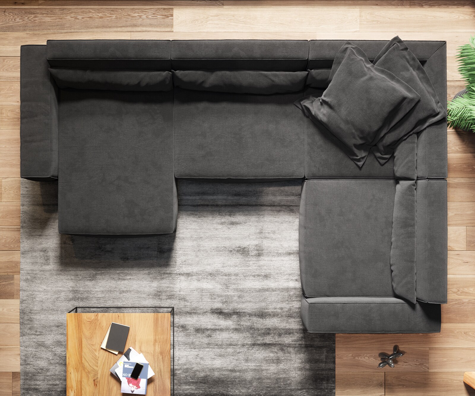 Wohnlandschaft Sirpio XL 360x260 cm Mikrofaser Schwarz Recamiere variabel 6