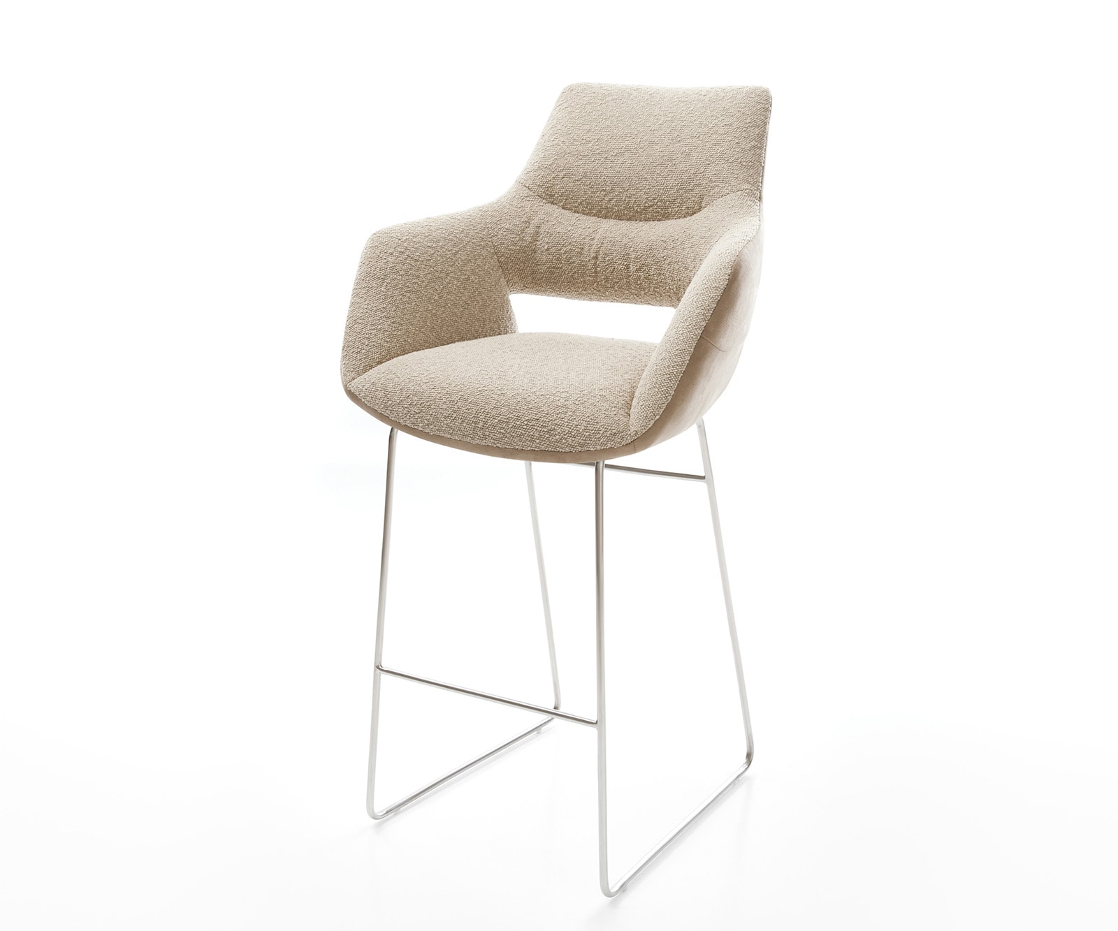 Barstuhl Yago-Flex Materialmix Mikrofaser Schlamm / Bouclé Schlamm Kufengestell Edelstahl Taschenfederkern Barstuhl Yago-Flex Materialmix Mikrofaser Schlamm / Bouclé Schlamm Kufengestell Edelstahl Taschenfederkern