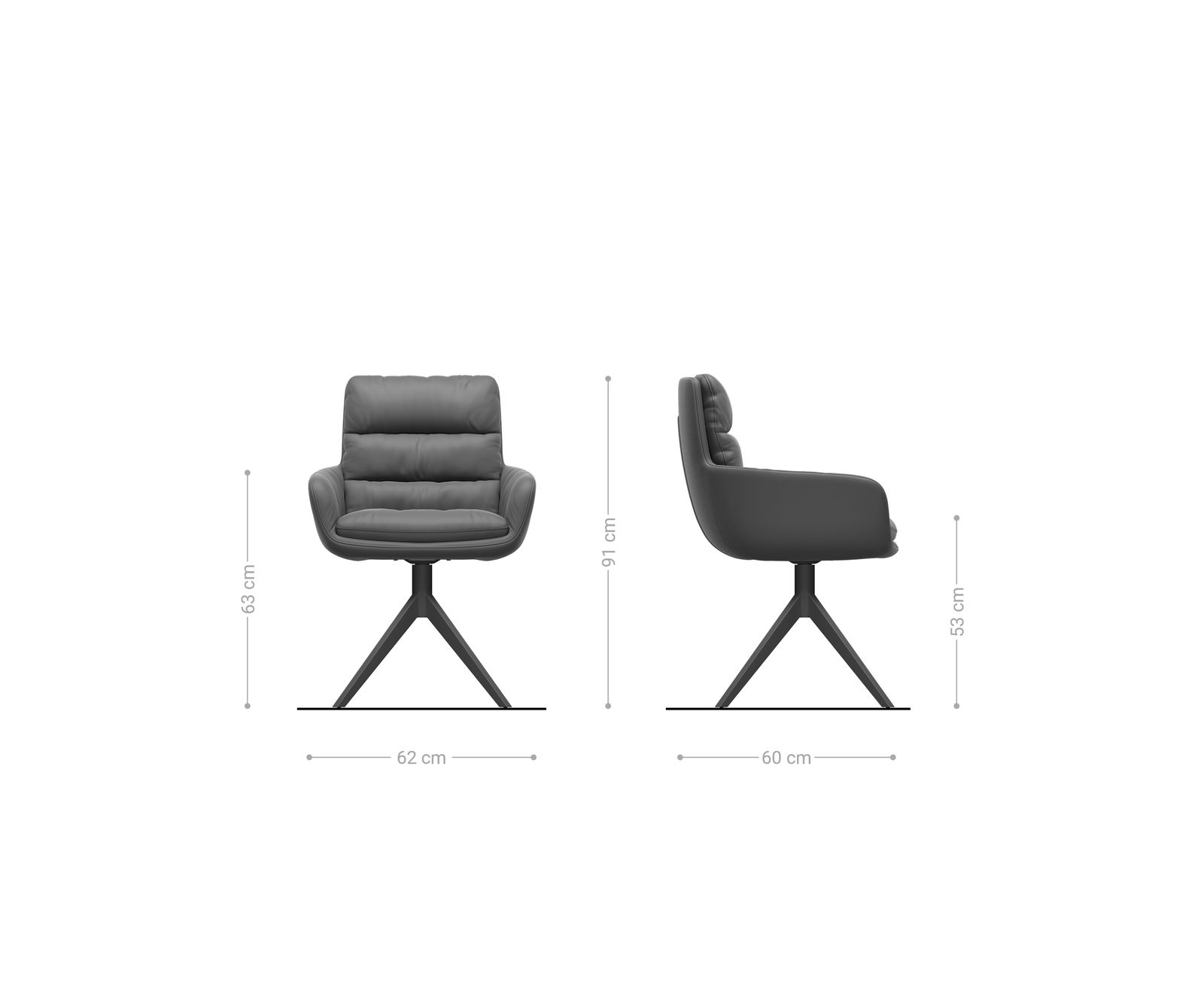 Esszimmerstuhl Abelia-Flex mit Armlehnen Bouclé Weiß Kreuzgestell breit Schwarz 6