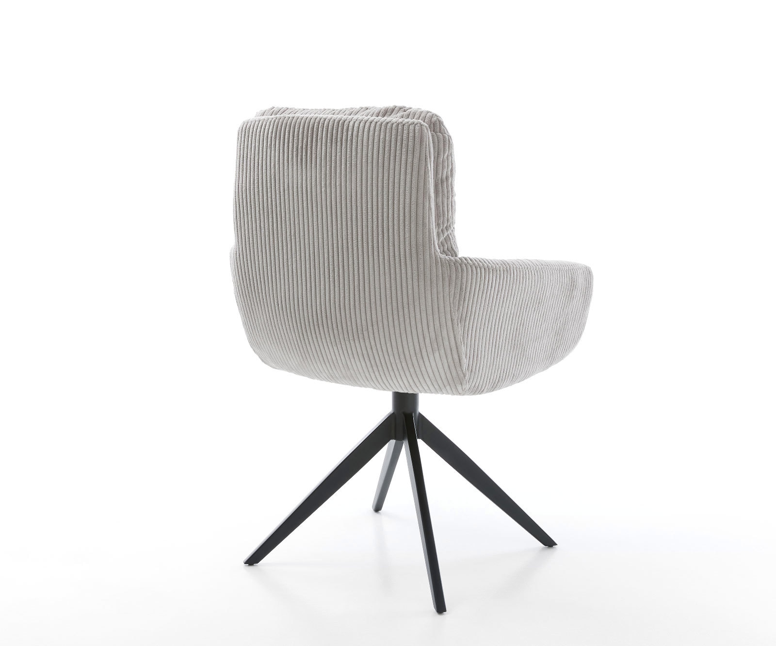 Drehstuhl Abelia-Flex mit Armlehnen Cord Silbergrau Kreuzgestell breit Schwarz 360° drehbar Wippfunktion 4