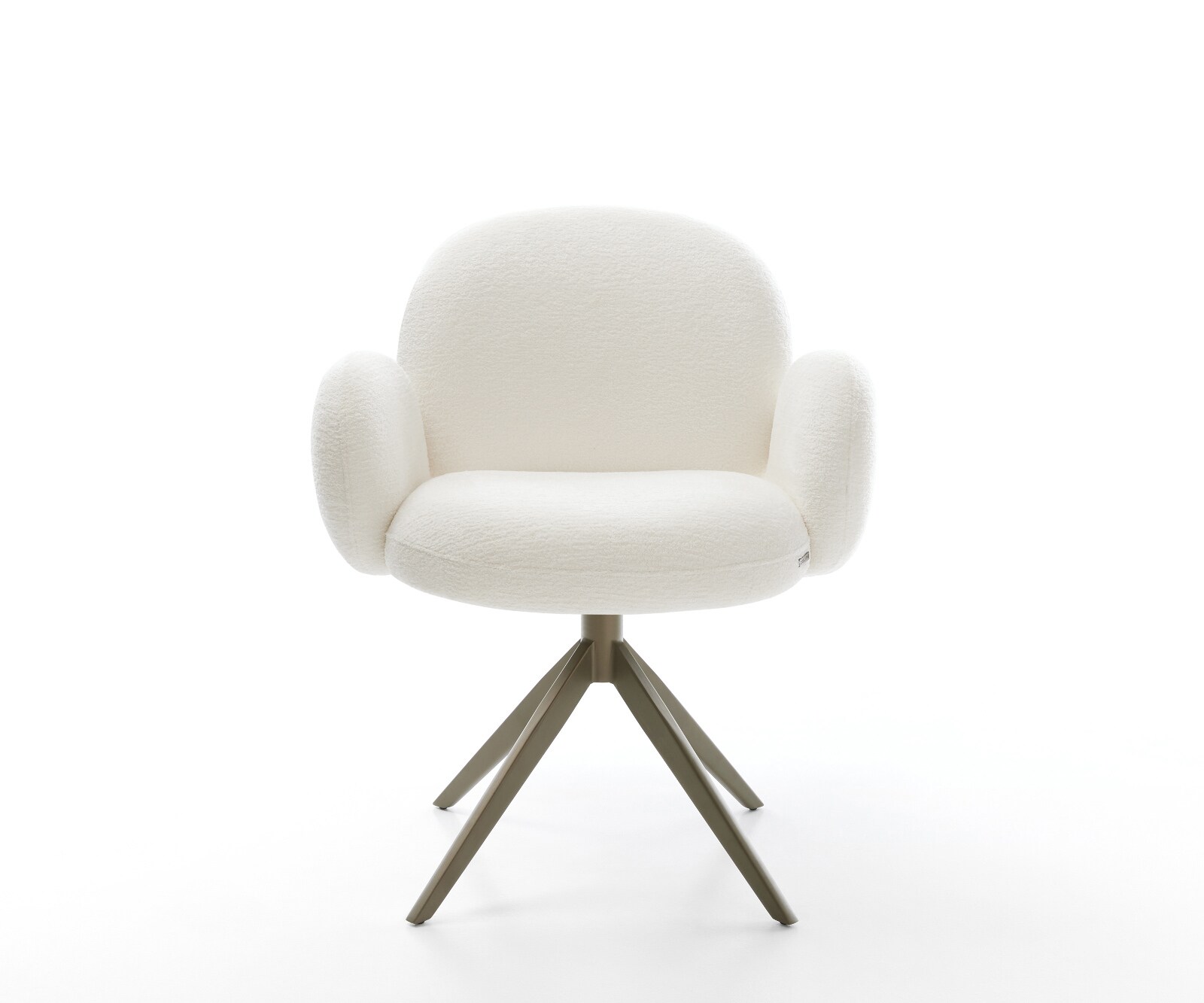 Drehstuhl Nube-Flex mit Armlehnen Bouclé Soft Beige Kreuzgestell breit Effektfinish Titan 360° drehbar Wippfunktion Taschenfederkern 1