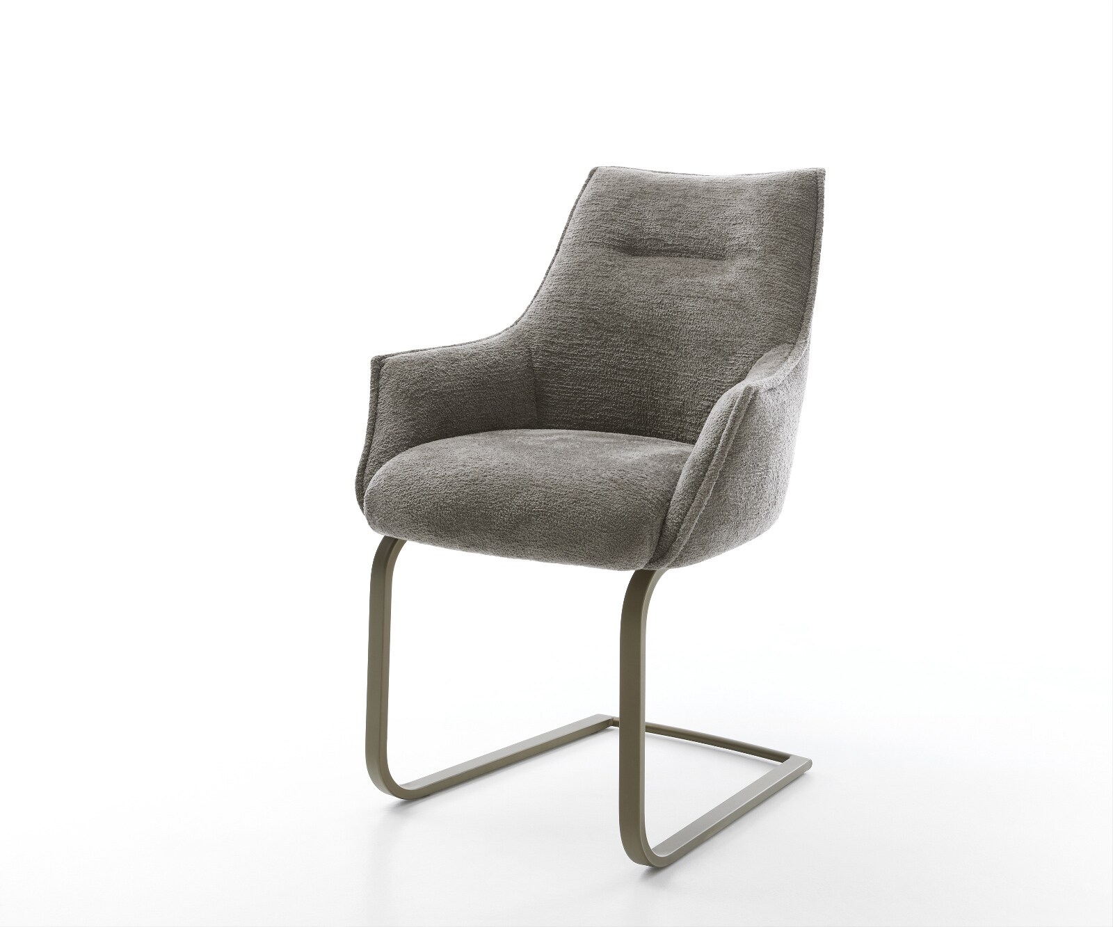 Freischwinger Alja-Flex mit Armlehnen Bouclé Soft Schlamm Freischwinger flach Effektfinish Titan Taschenfederkern 1