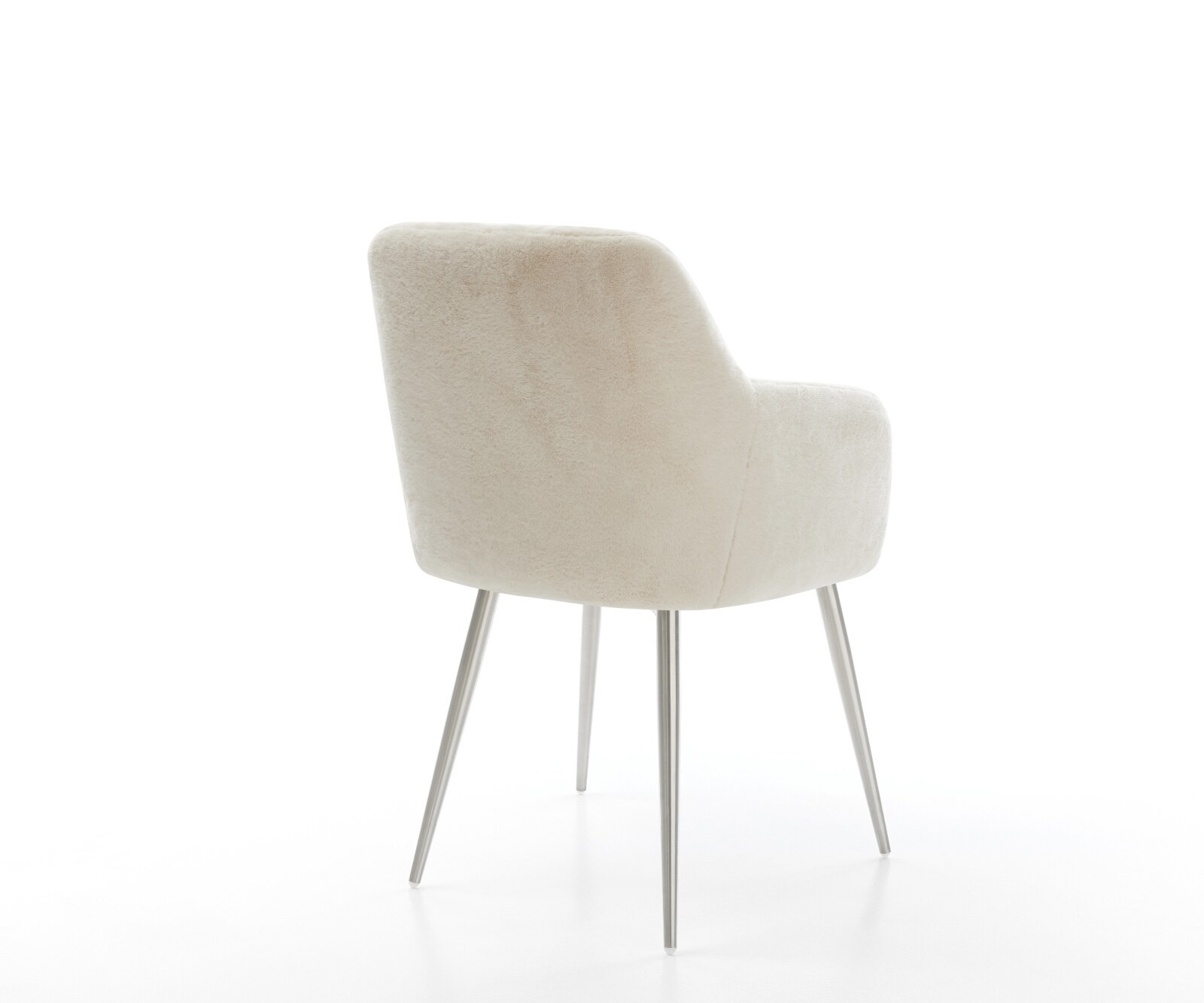 Esszimmerstuhl Greg-Flex Plüsch Creme-Weiß 4-Fuß konisch Edelstahl Taschenfederkern 5