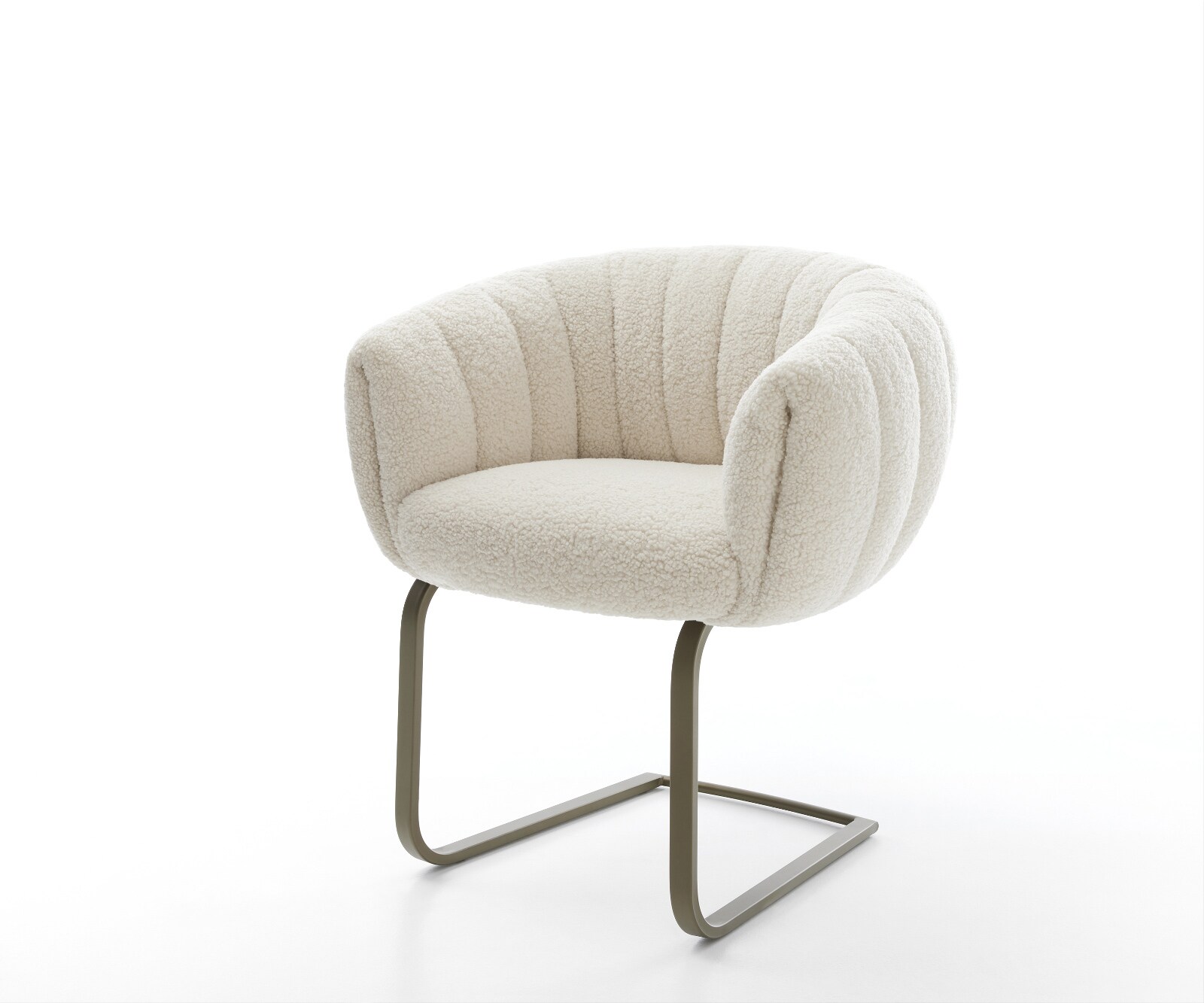 Freischwinger Jada-Flex Teddystoff Beige Freischwinger flach Effektfinish Titan Taschenfederkern